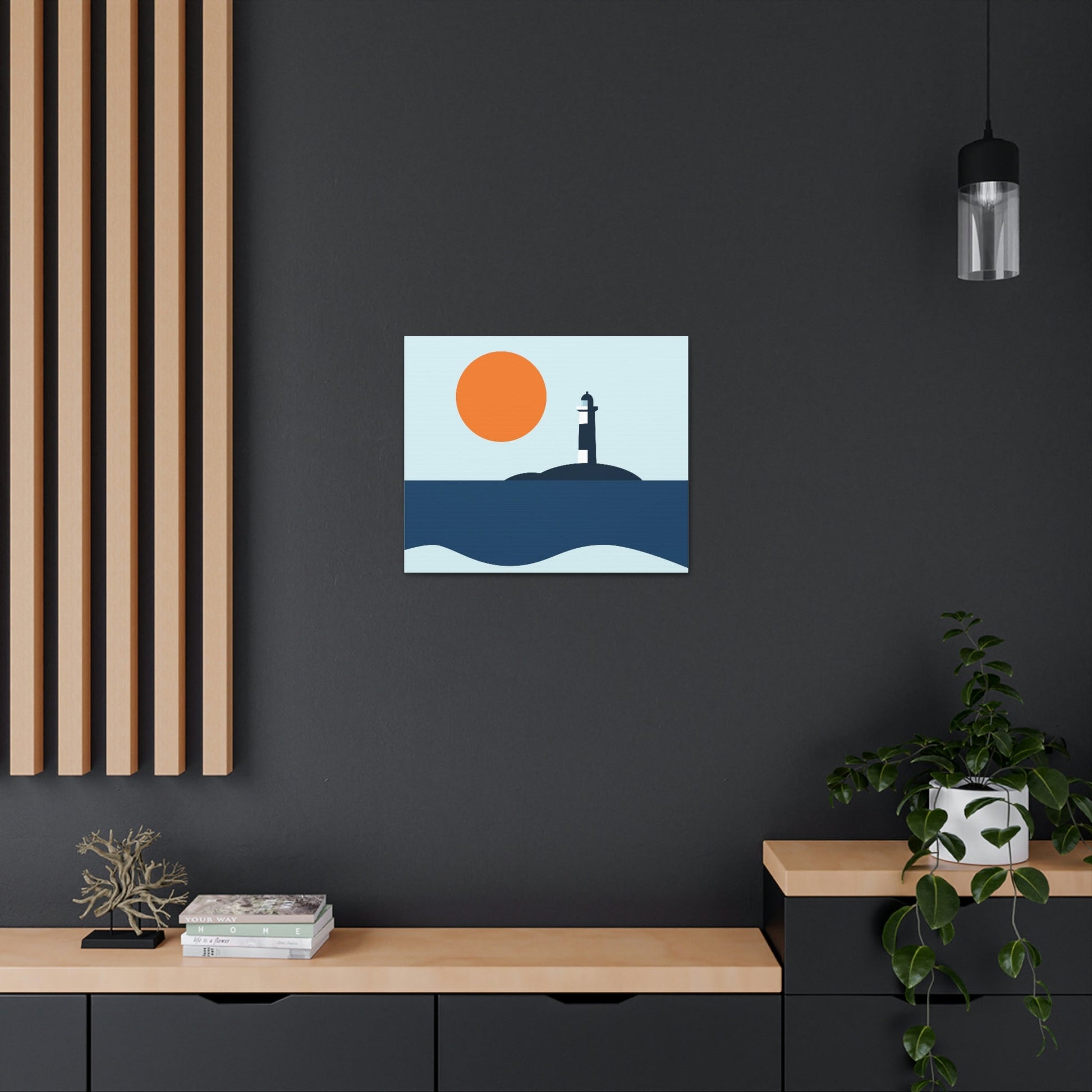 Sea View Lighthouse Minimal Graphic Design Aesthetic Classic Art Canvas Gallery Wraps Ichaku [Perfect Gifts Selection]