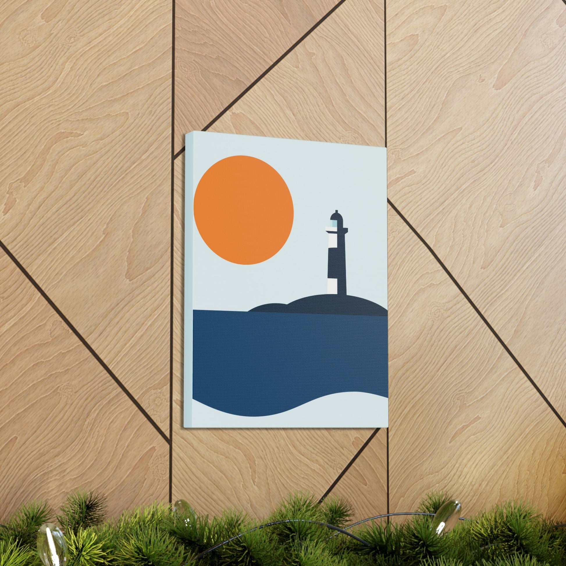 Sea View Lighthouse Minimal Graphic Design Aesthetic Classic Art Canvas Gallery Wraps Ichaku [Perfect Gifts Selection]