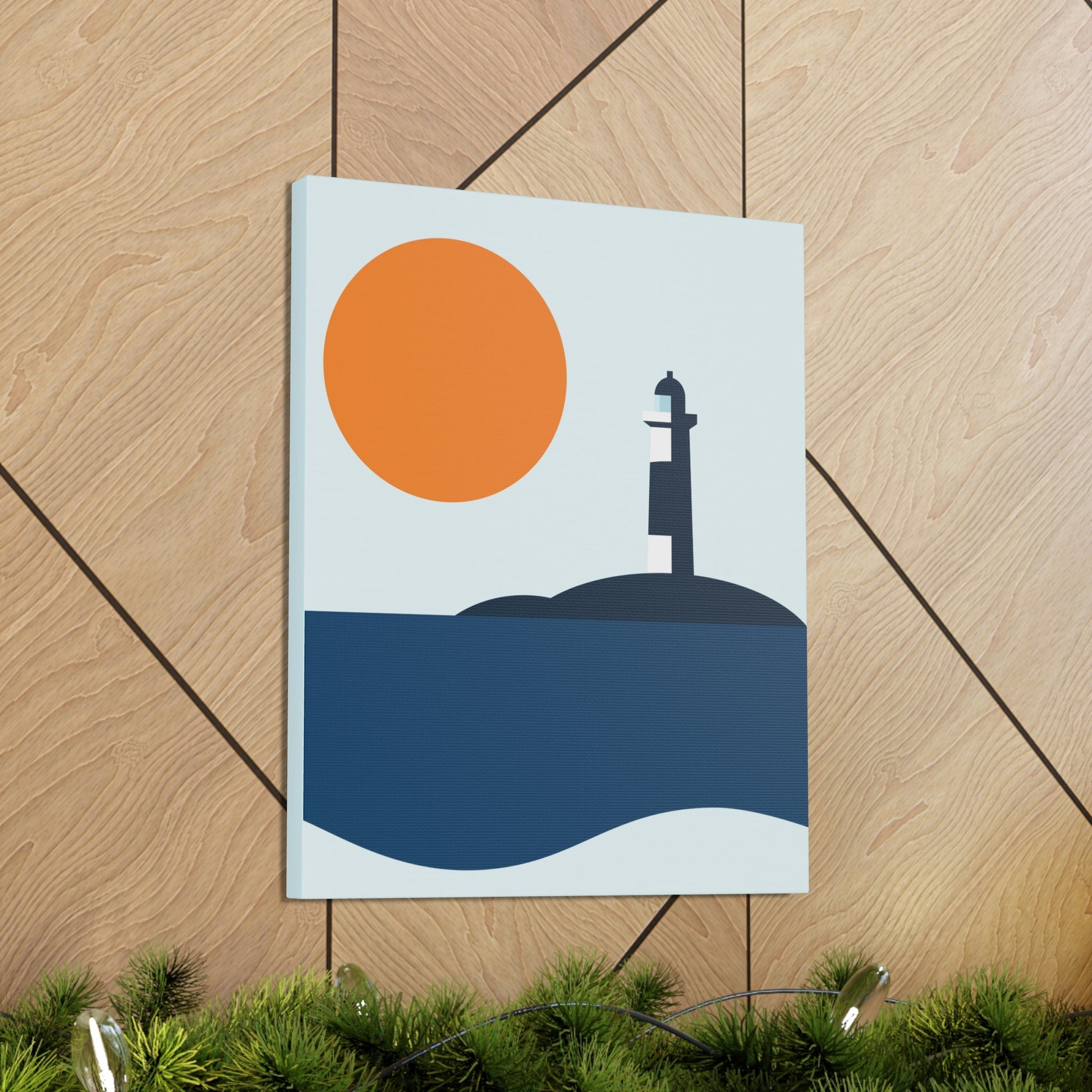 Sea View Lighthouse Minimal Graphic Design Aesthetic Classic Art Canvas Gallery Wraps Ichaku [Perfect Gifts Selection]