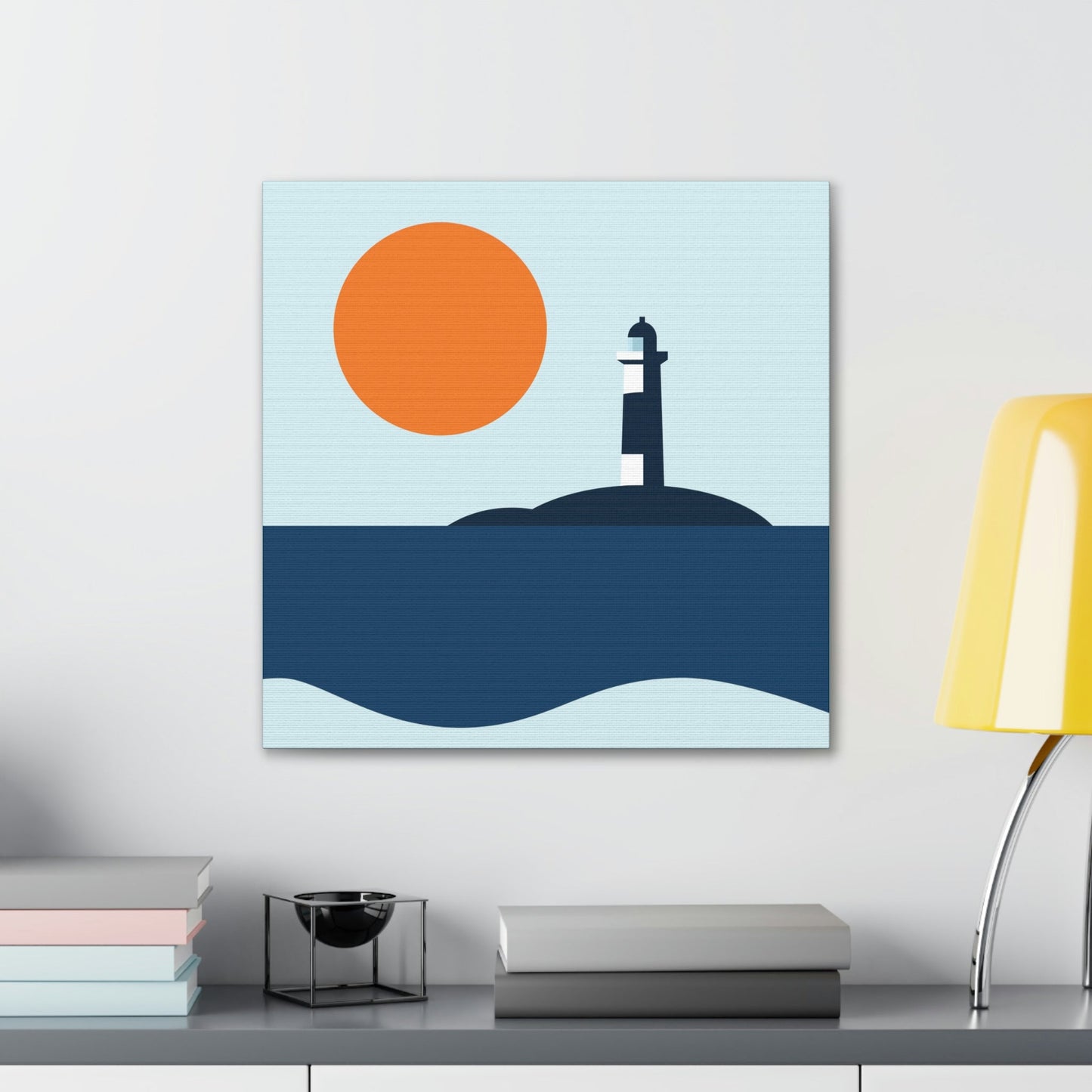 Sea View Lighthouse Minimal Graphic Design Aesthetic Classic Art Canvas Gallery Wraps Ichaku [Perfect Gifts Selection]