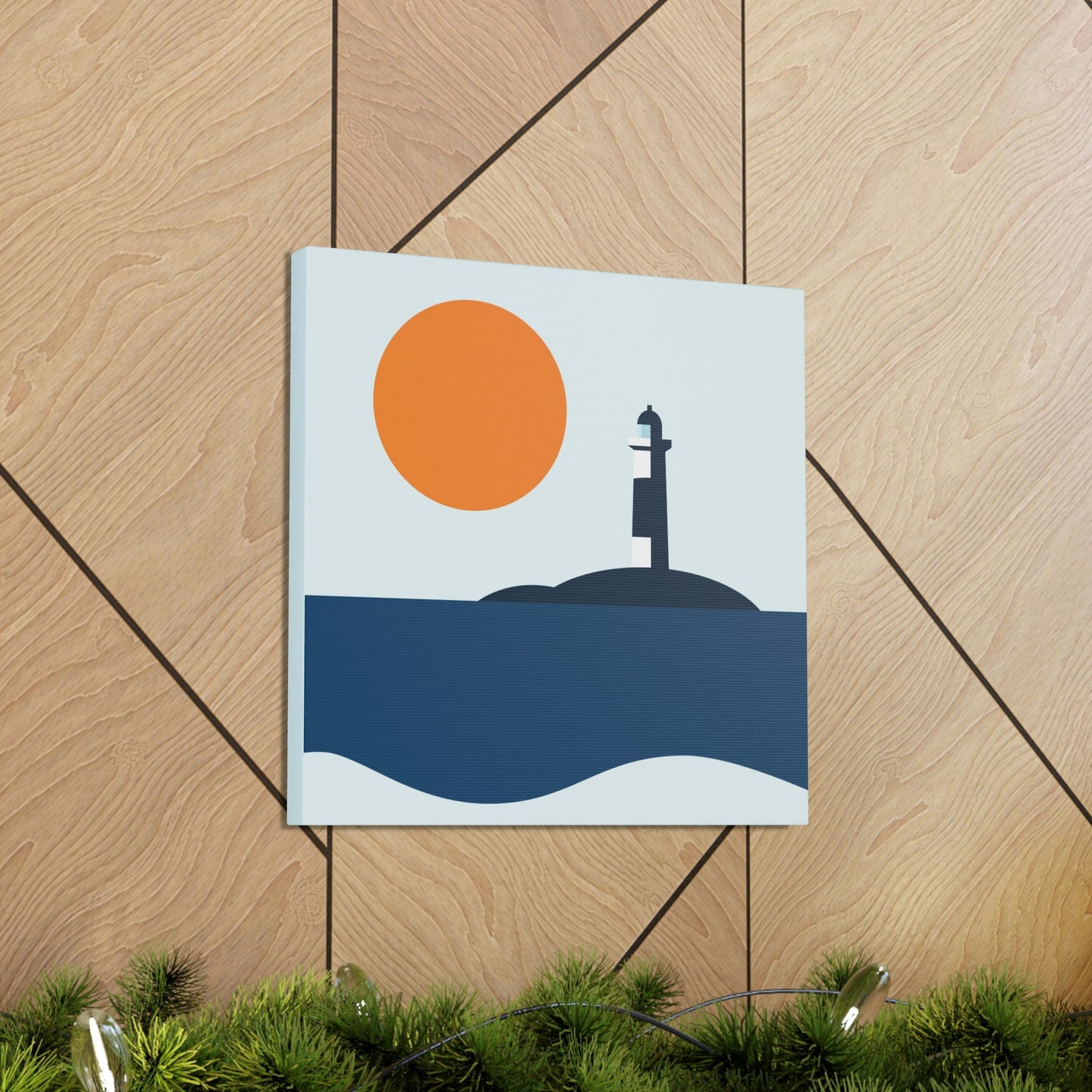 Sea View Lighthouse Minimal Graphic Design Aesthetic Classic Art Canvas Gallery Wraps Ichaku [Perfect Gifts Selection]