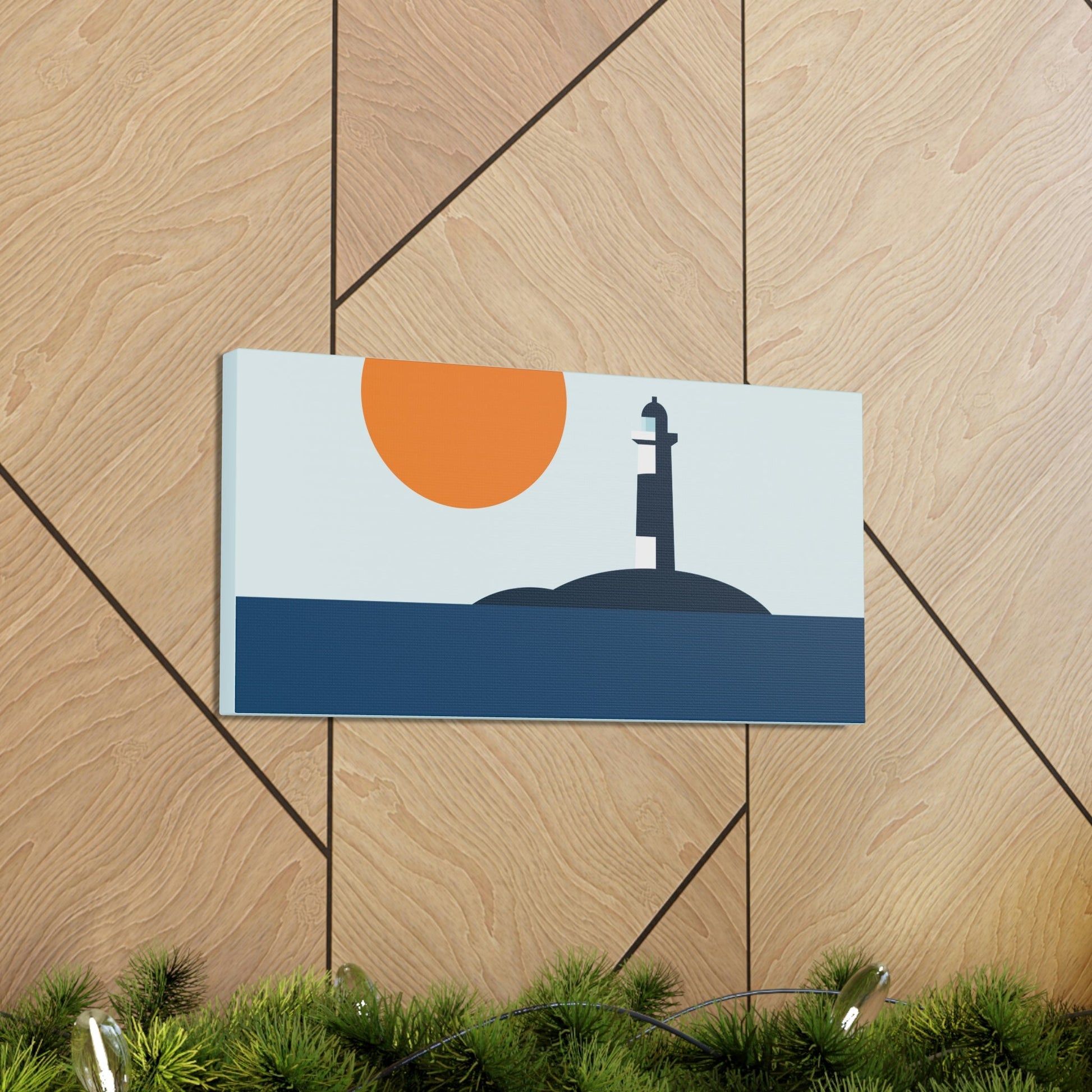 Sea View Lighthouse Minimal Graphic Design Aesthetic Classic Art Canvas Gallery Wraps Ichaku [Perfect Gifts Selection]