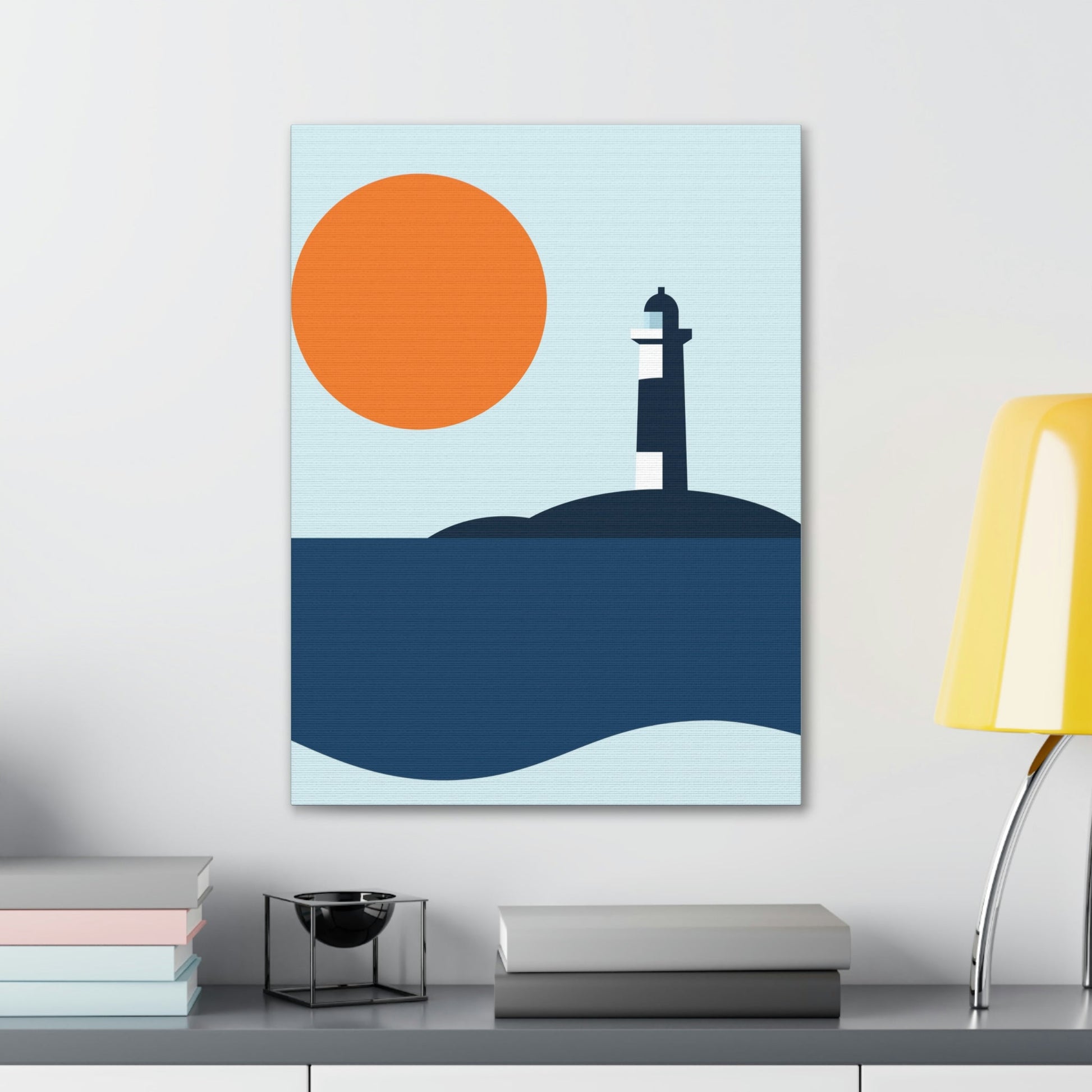 Sea View Lighthouse Minimal Graphic Design Aesthetic Classic Art Canvas Gallery Wraps Ichaku [Perfect Gifts Selection]