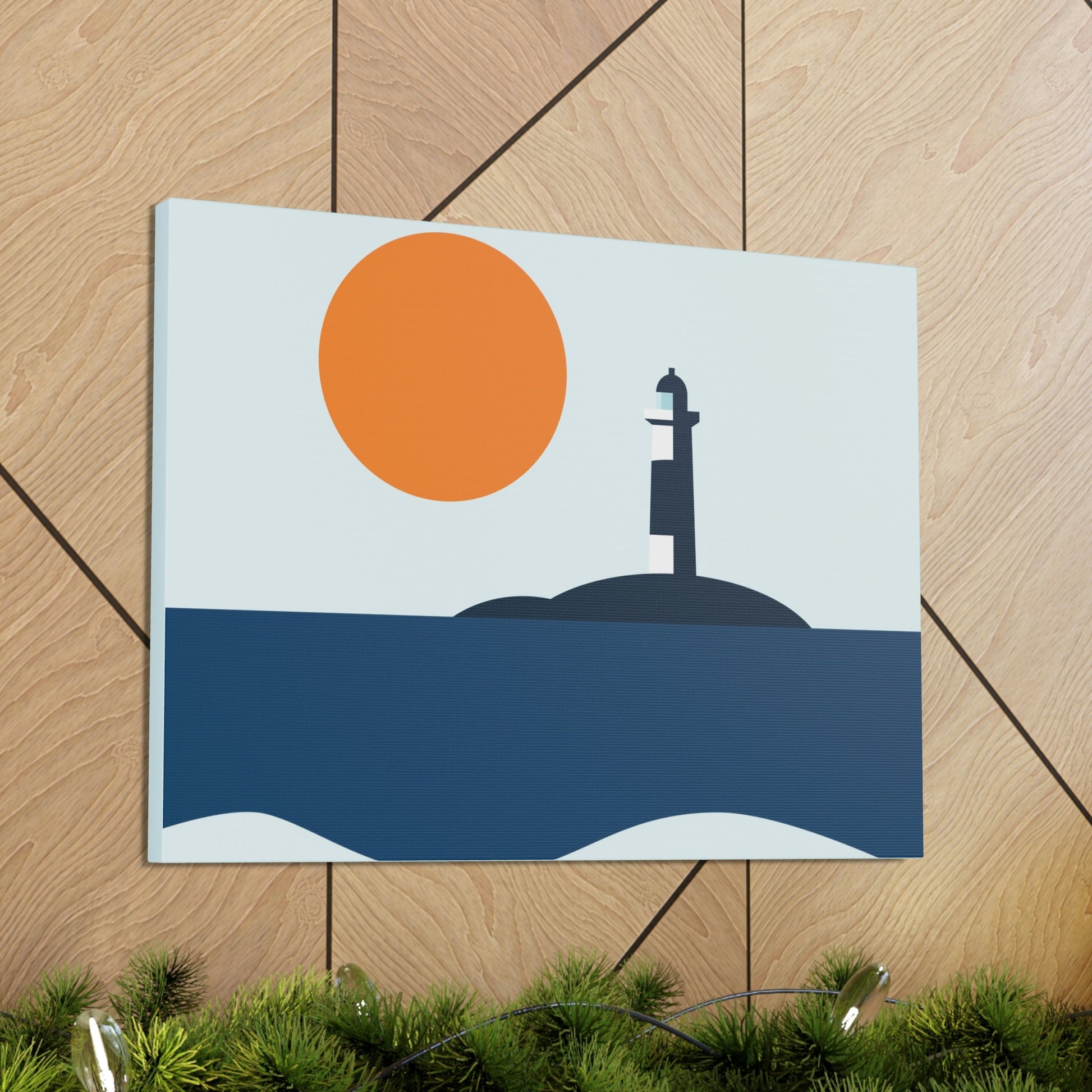 Sea View Lighthouse Minimal Graphic Design Aesthetic Classic Art Canvas Gallery Wraps Ichaku [Perfect Gifts Selection]