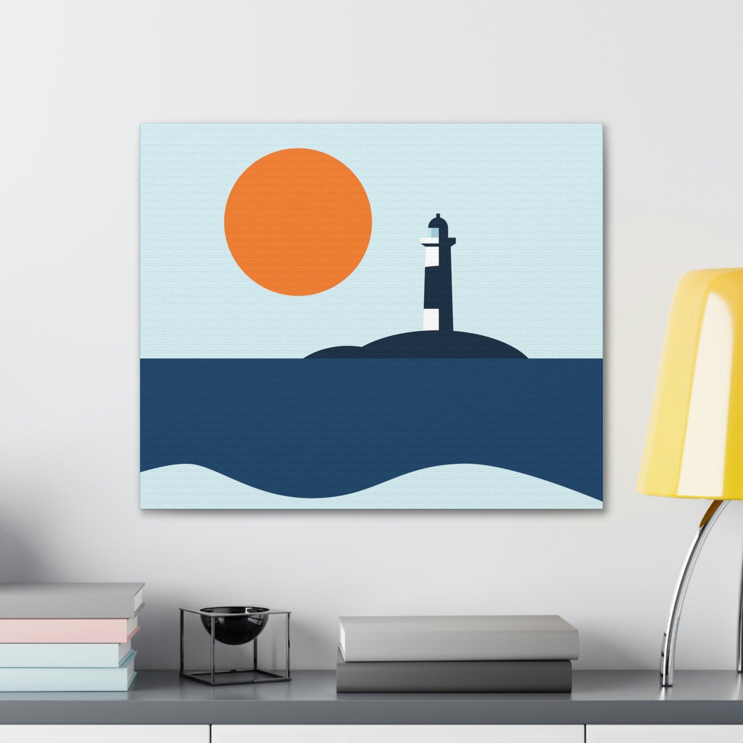 Sea View Lighthouse Minimal Graphic Design Aesthetic Classic Art Canvas Gallery Wraps Ichaku [Perfect Gifts Selection]