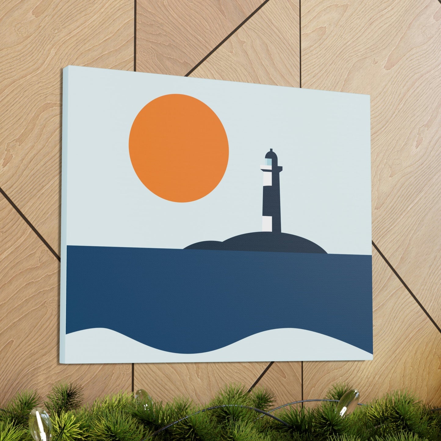 Sea View Lighthouse Minimal Graphic Design Aesthetic Classic Art Canvas Gallery Wraps Ichaku [Perfect Gifts Selection]