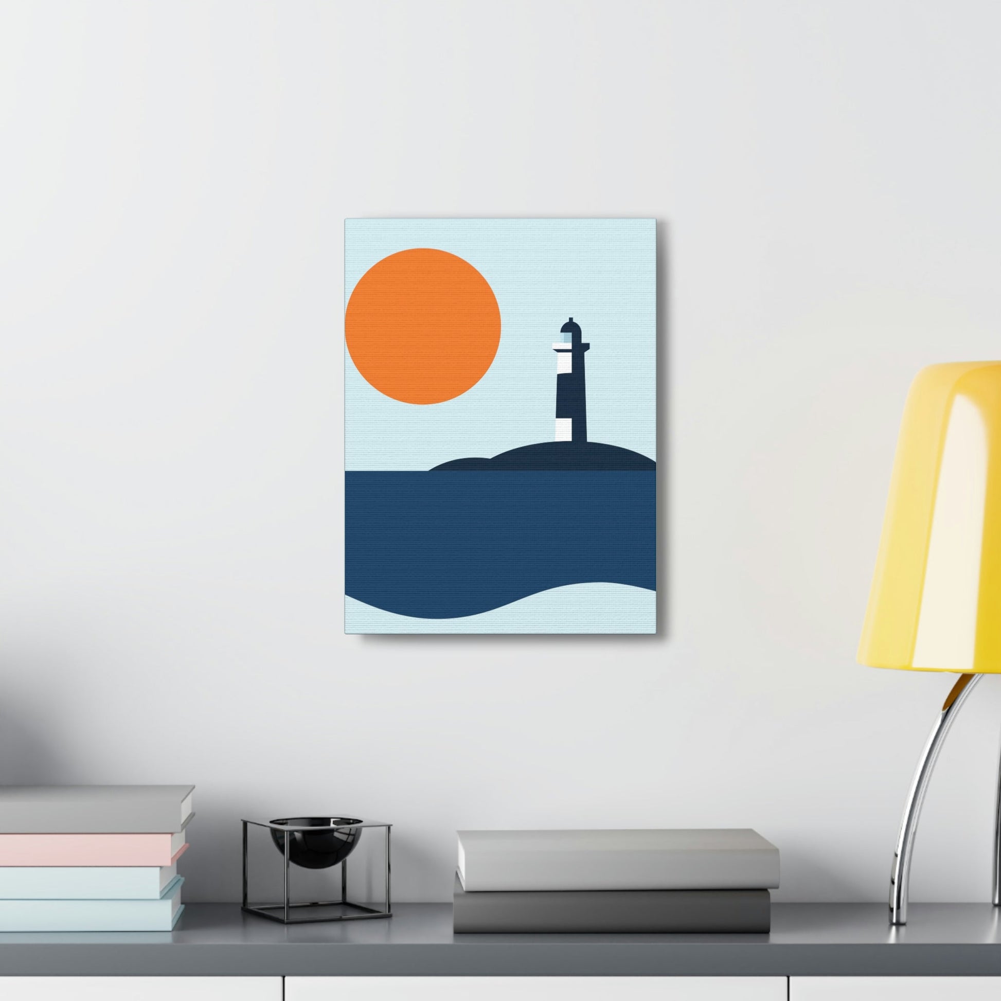 Sea View Lighthouse Minimal Graphic Design Aesthetic Classic Art Canvas Gallery Wraps Ichaku [Perfect Gifts Selection]