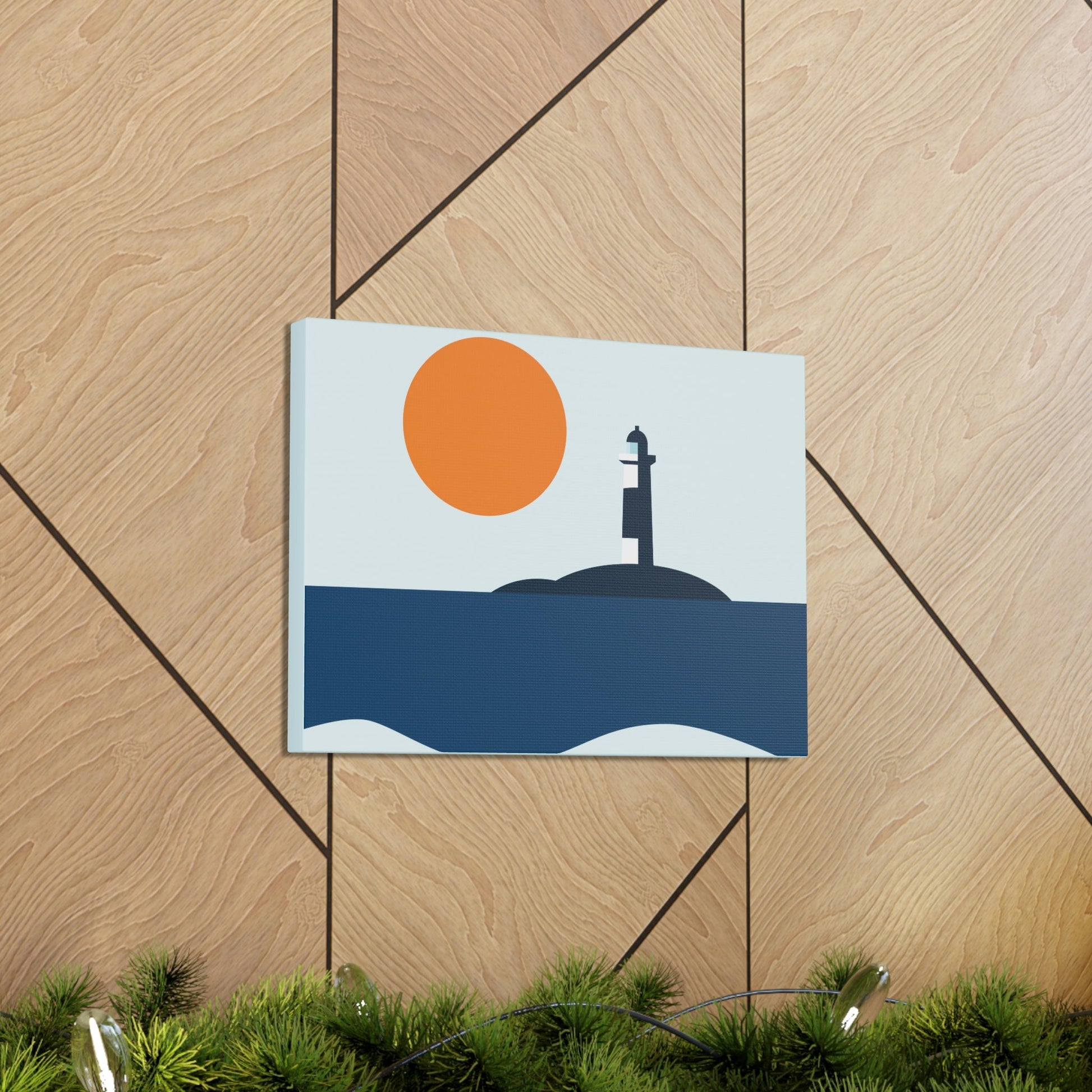 Sea View Lighthouse Minimal Graphic Design Aesthetic Classic Art Canvas Gallery Wraps Ichaku [Perfect Gifts Selection]