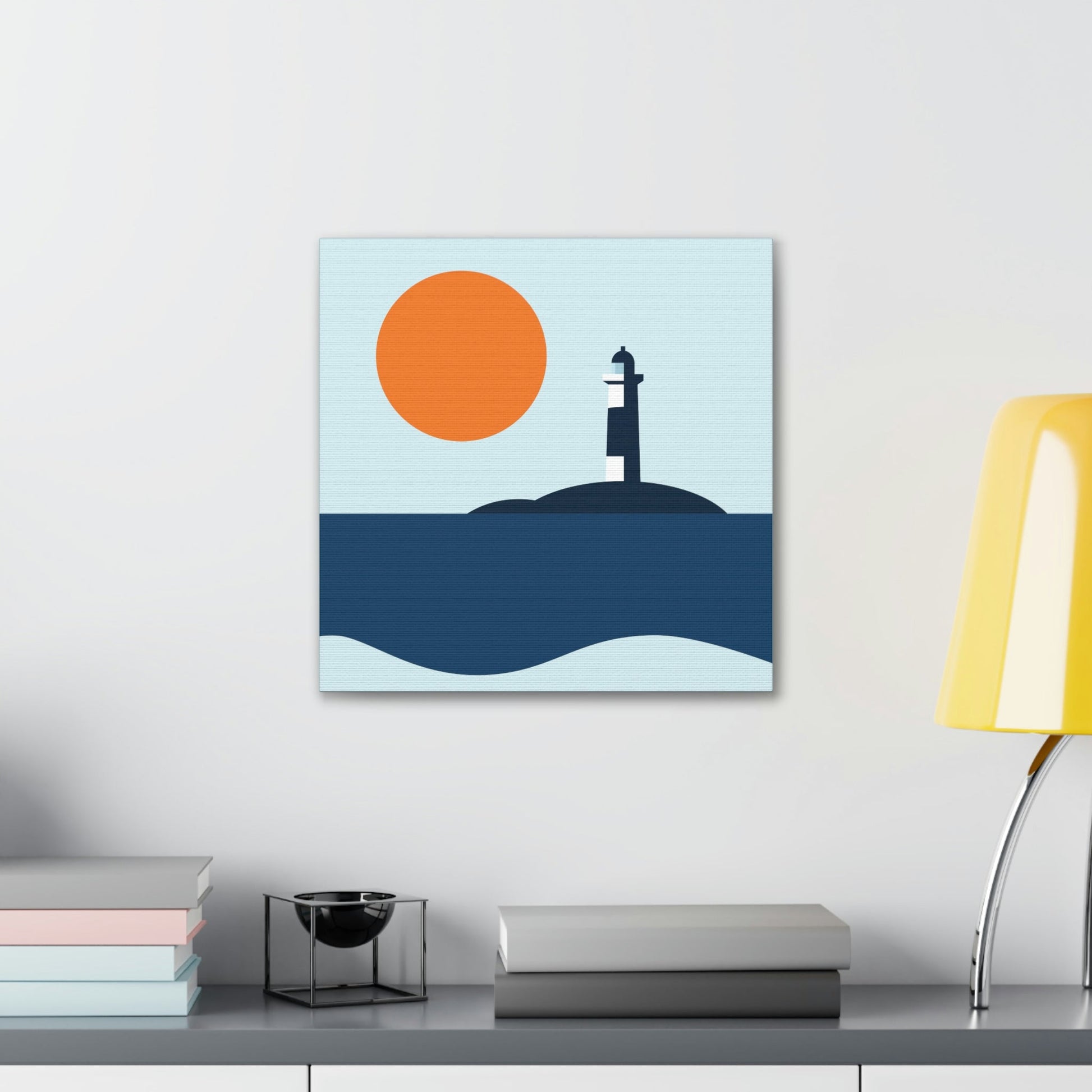 Sea View Lighthouse Minimal Graphic Design Aesthetic Classic Art Canvas Gallery Wraps Ichaku [Perfect Gifts Selection]