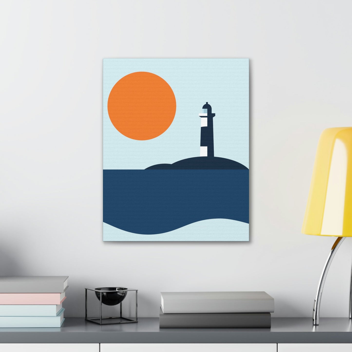 Sea View Lighthouse Minimal Graphic Design Aesthetic Classic Art Canvas Gallery Wraps Ichaku [Perfect Gifts Selection]