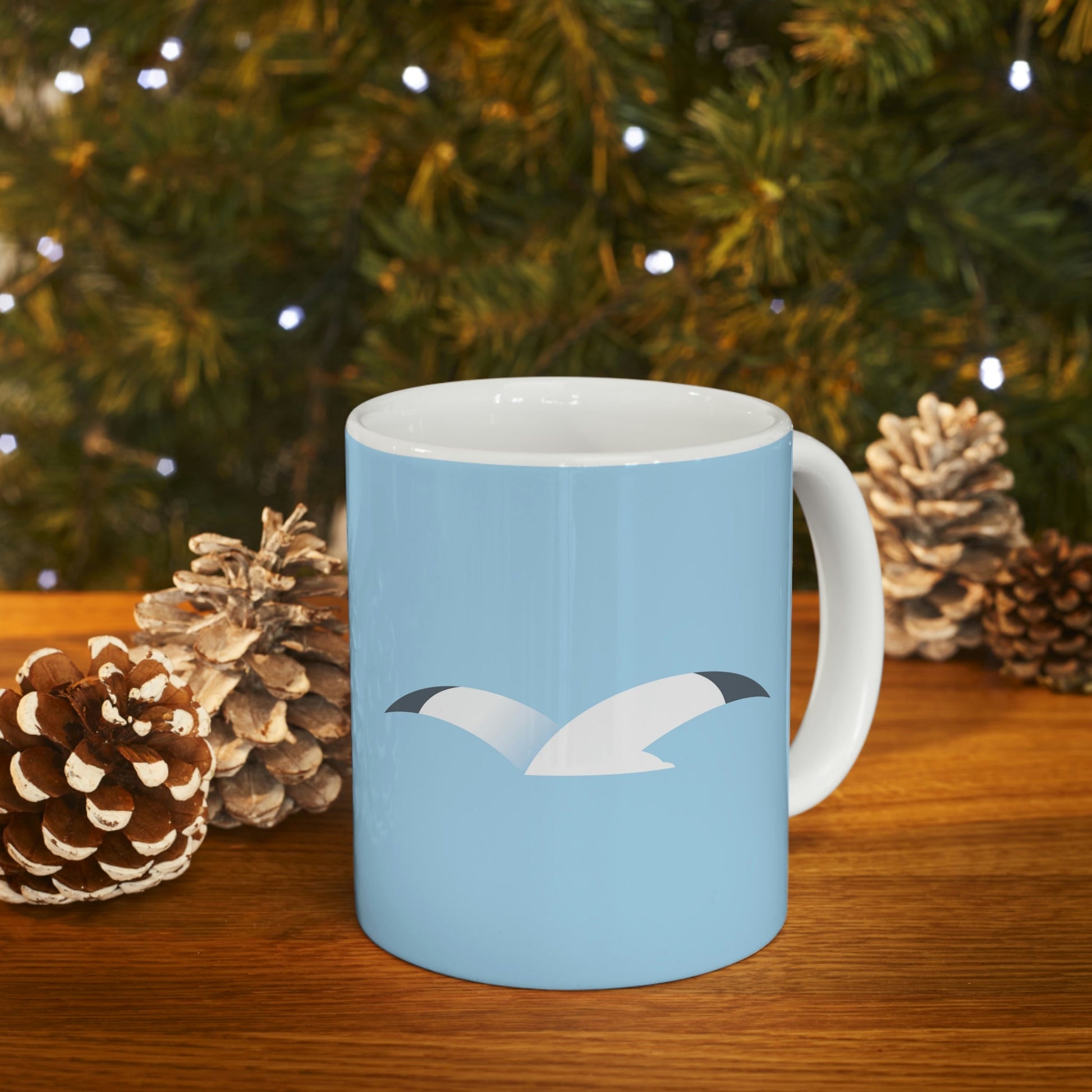 Seagull Flying Bird Minimal Abstract Art Aesthetic Ceramic Mug 11oz Ichaku [Perfect Gifts Selection]