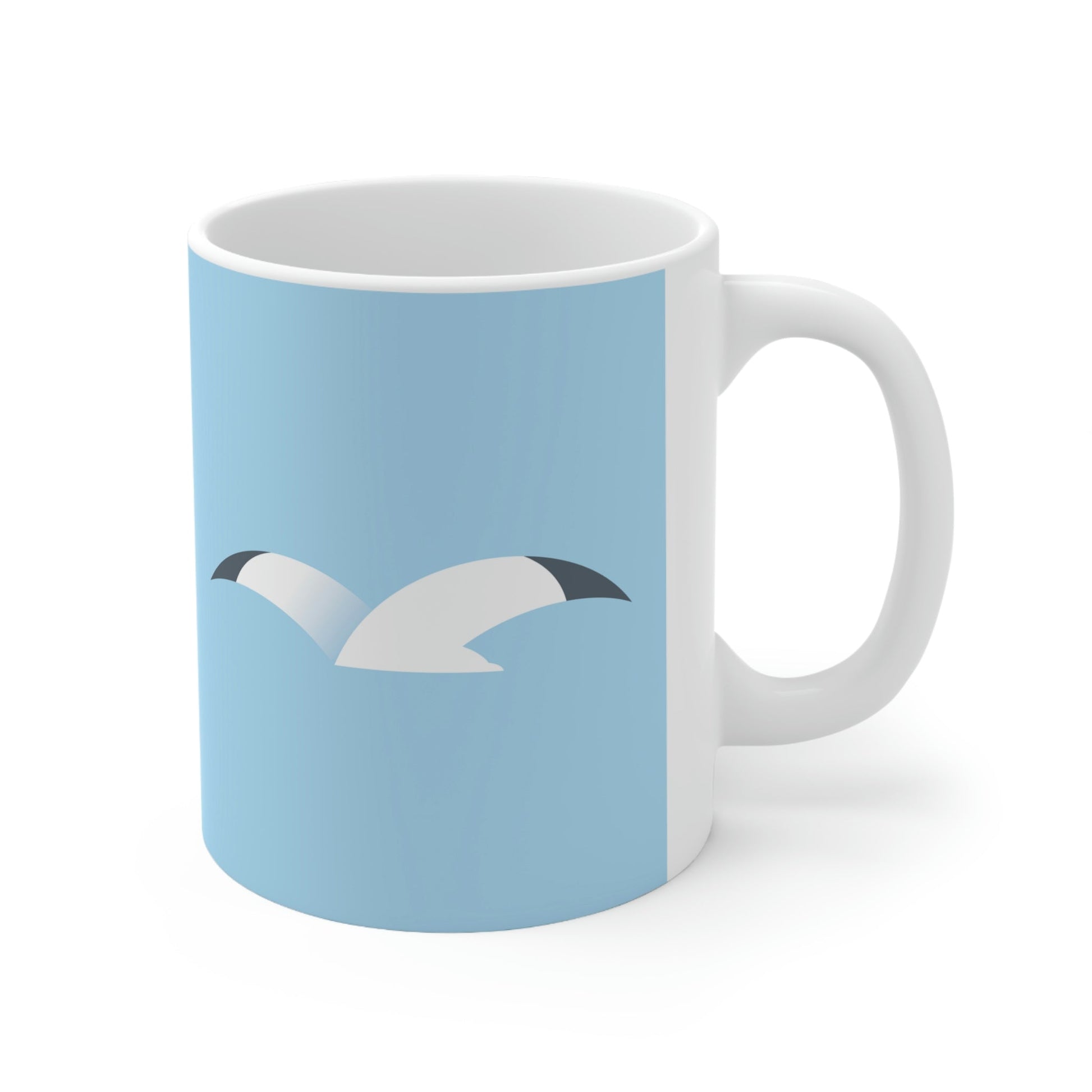 Seagull Flying Bird Minimal Abstract Art Aesthetic Ceramic Mug 11oz Ichaku [Perfect Gifts Selection]