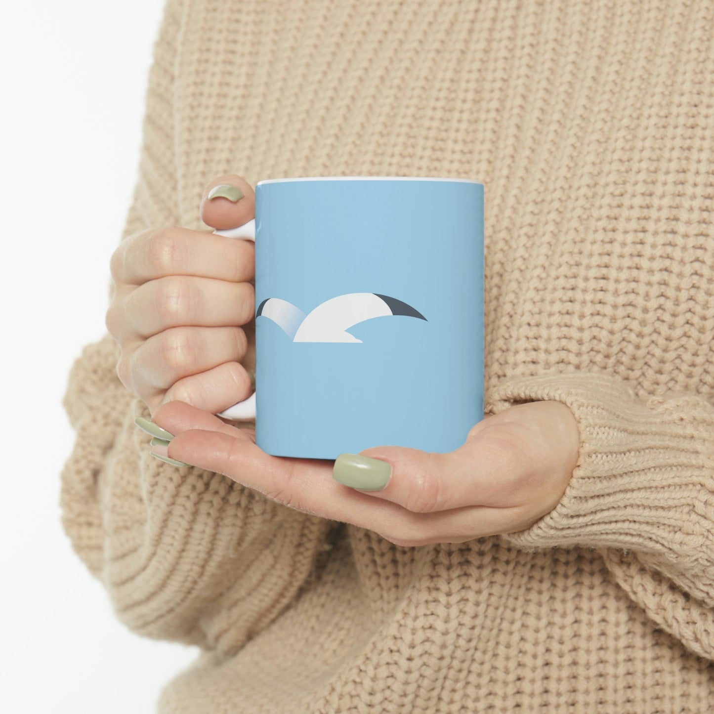 Seagull Flying Bird Minimal Abstract Art Aesthetic Ceramic Mug 11oz Ichaku [Perfect Gifts Selection]