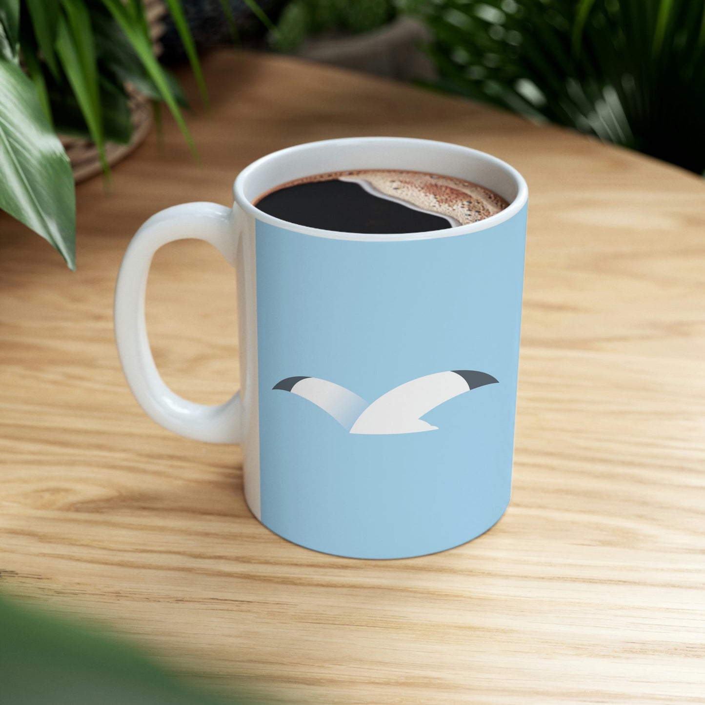 Seagull Flying Bird Minimal Abstract Art Aesthetic Ceramic Mug 11oz Ichaku [Perfect Gifts Selection]