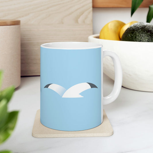 Seagull Flying Bird Minimal Abstract Art Aesthetic Ceramic Mug 11oz Ichaku [Perfect Gifts Selection]