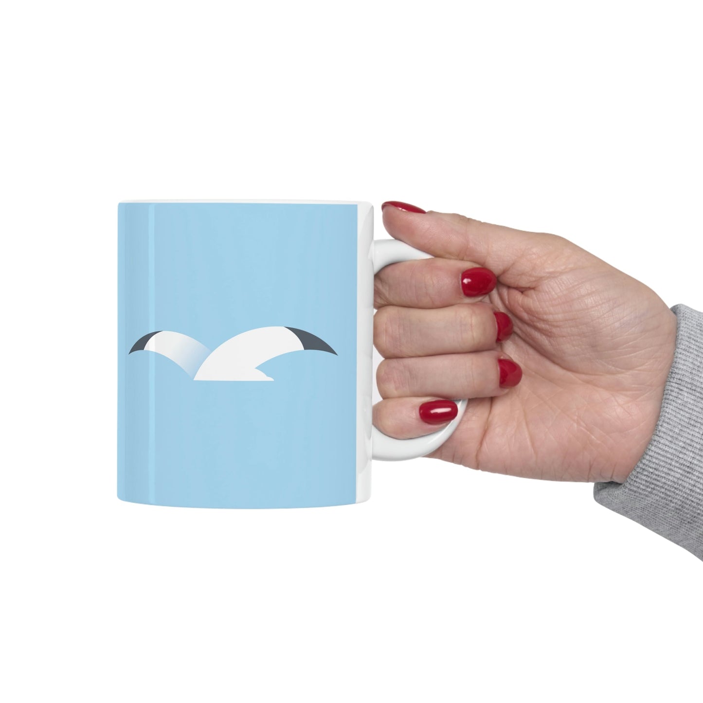 Seagull Flying Bird Minimal Abstract Art Aesthetic Ceramic Mug 11oz Ichaku [Perfect Gifts Selection]