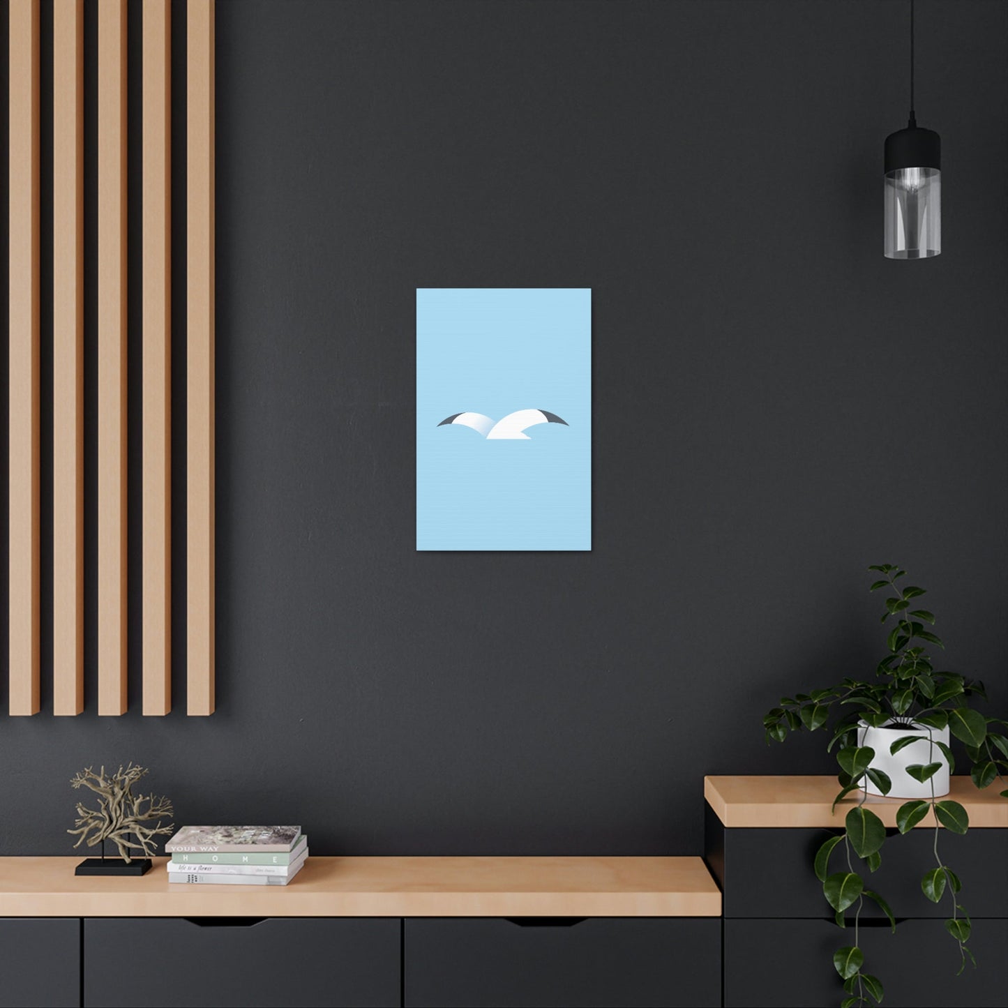 Seagull Flying Bird Minimal Abstract Art Aesthetic Classic Art Canvas Gallery Wraps Ichaku [Perfect Gifts Selection]