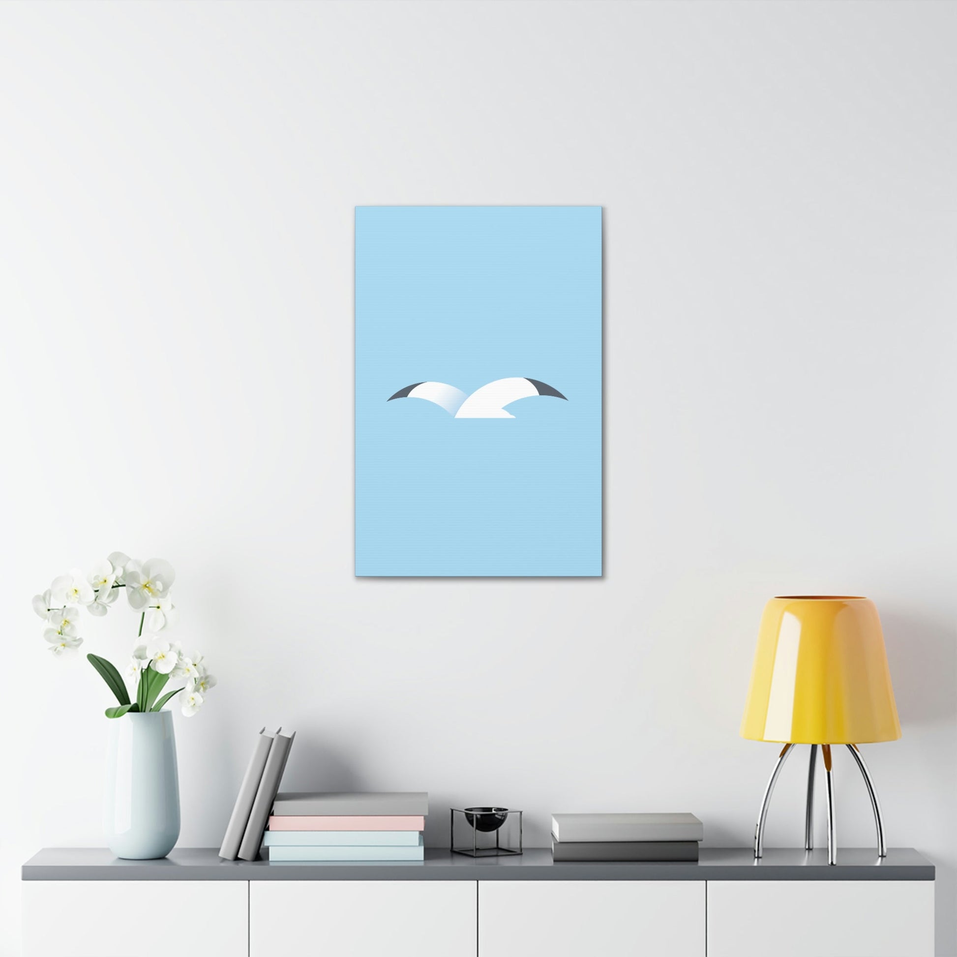 Seagull Flying Bird Minimal Abstract Art Aesthetic Classic Art Canvas Gallery Wraps Ichaku [Perfect Gifts Selection]