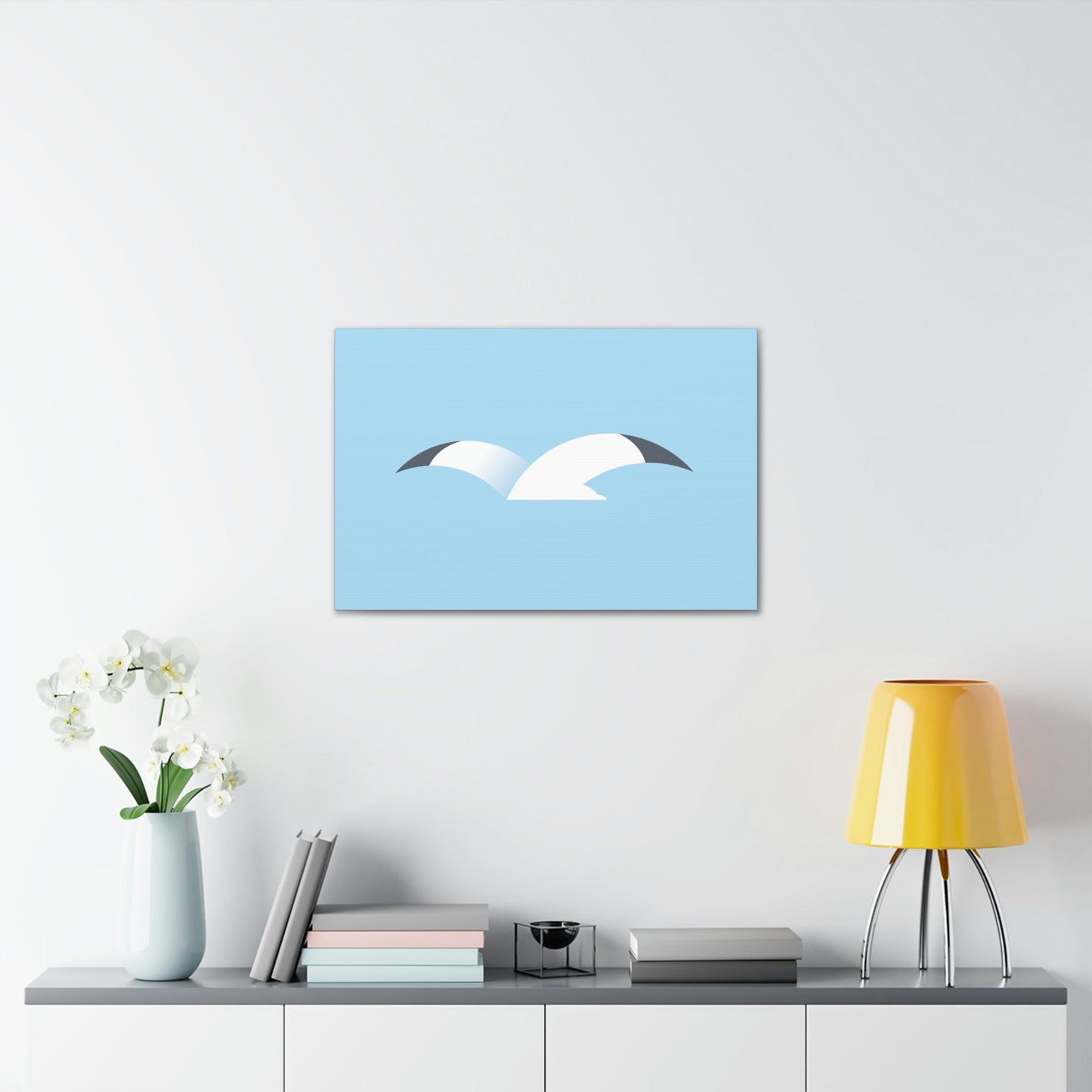 Seagull Flying Bird Minimal Abstract Art Aesthetic Classic Art Canvas Gallery Wraps Ichaku [Perfect Gifts Selection]