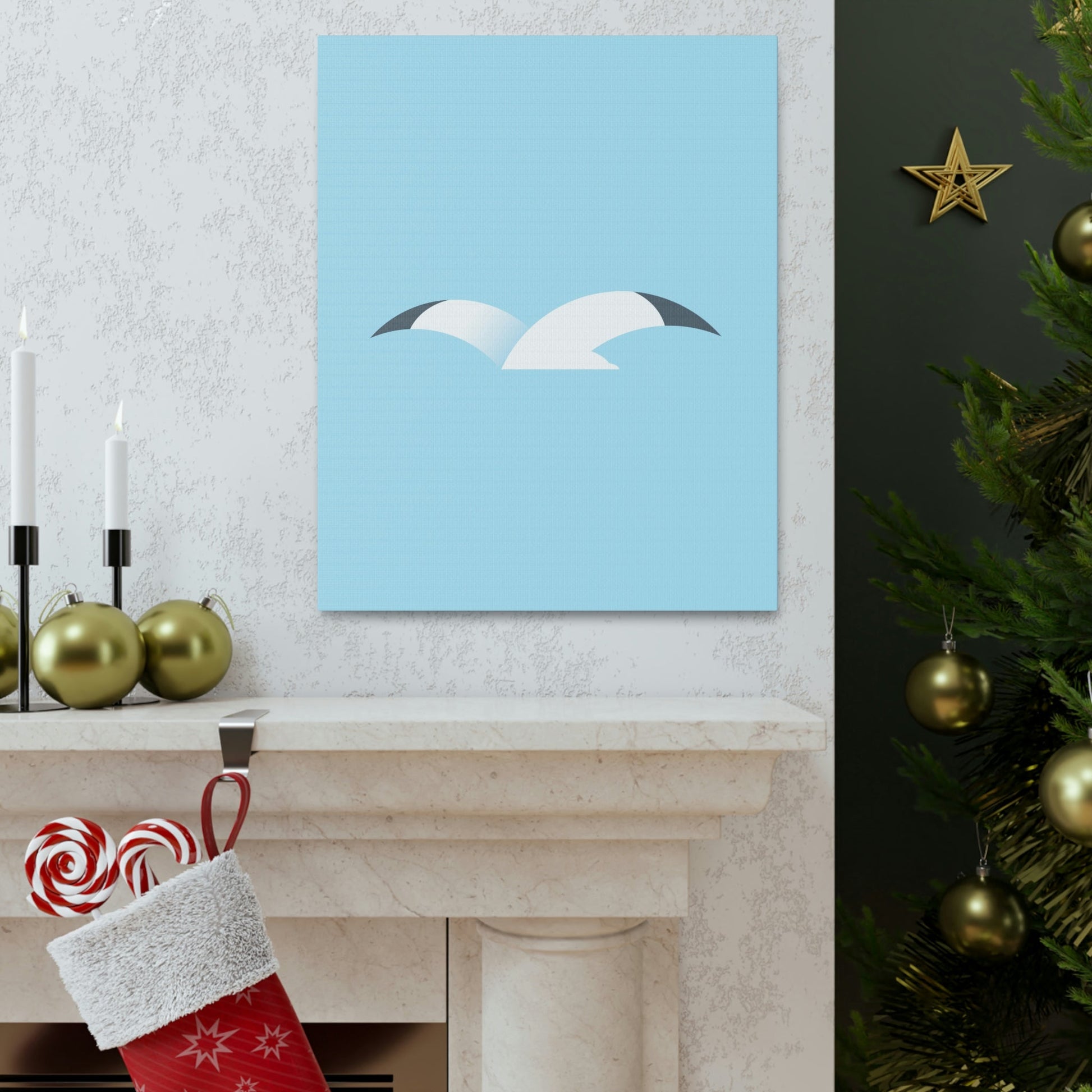 Seagull Flying Bird Minimal Abstract Art Aesthetic Classic Art Canvas Gallery Wraps Ichaku [Perfect Gifts Selection]