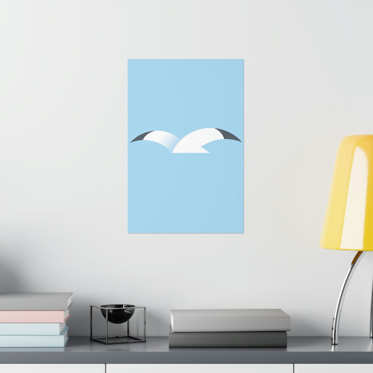 Seagull Flying Bird Minimal Abstract Art Aesthetic Premium Matte Vertical Posters Ichaku [Perfect Gifts Selection]