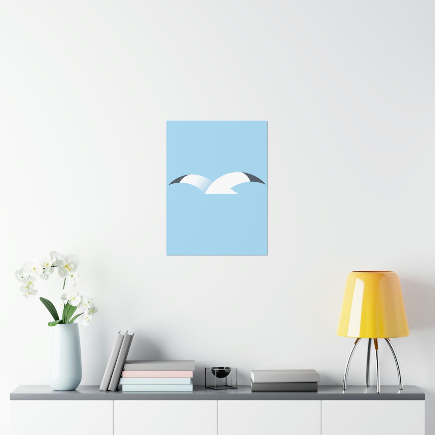 Seagull Flying Bird Minimal Abstract Art Aesthetic Premium Matte Vertical Posters Ichaku [Perfect Gifts Selection]