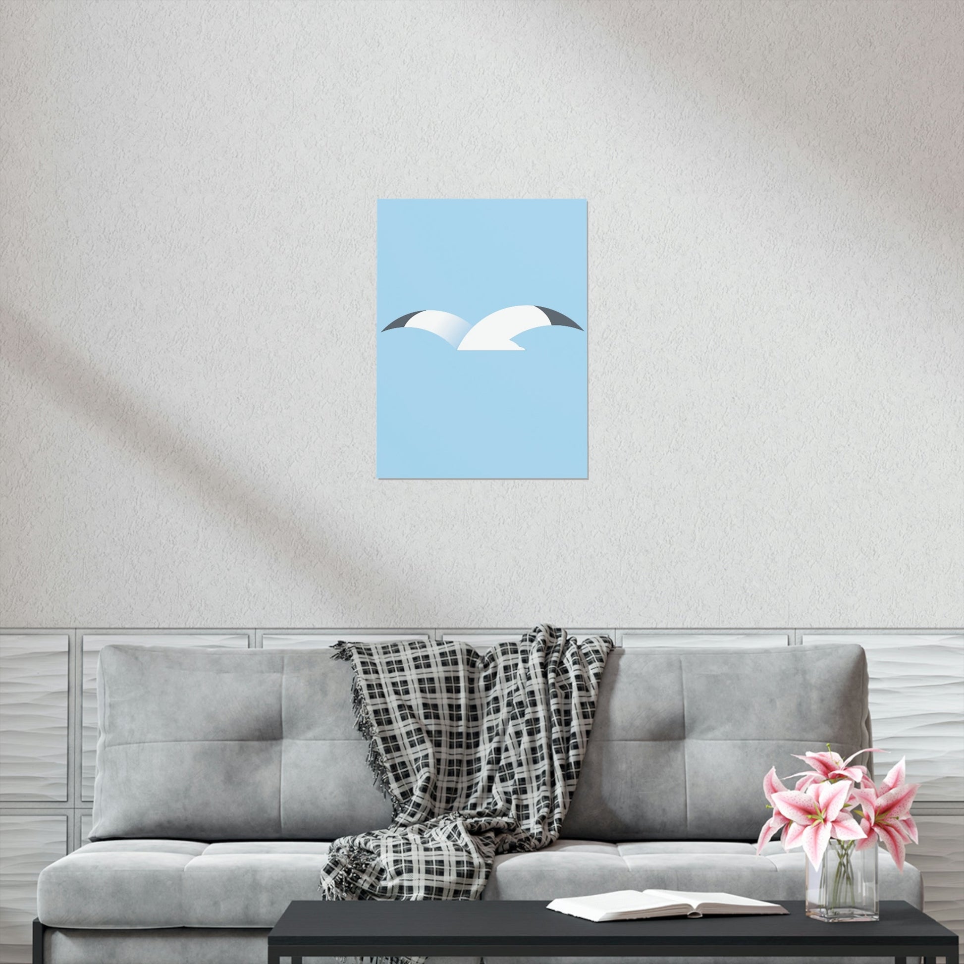 Seagull Flying Bird Minimal Abstract Art Aesthetic Premium Matte Vertical Posters Ichaku [Perfect Gifts Selection]