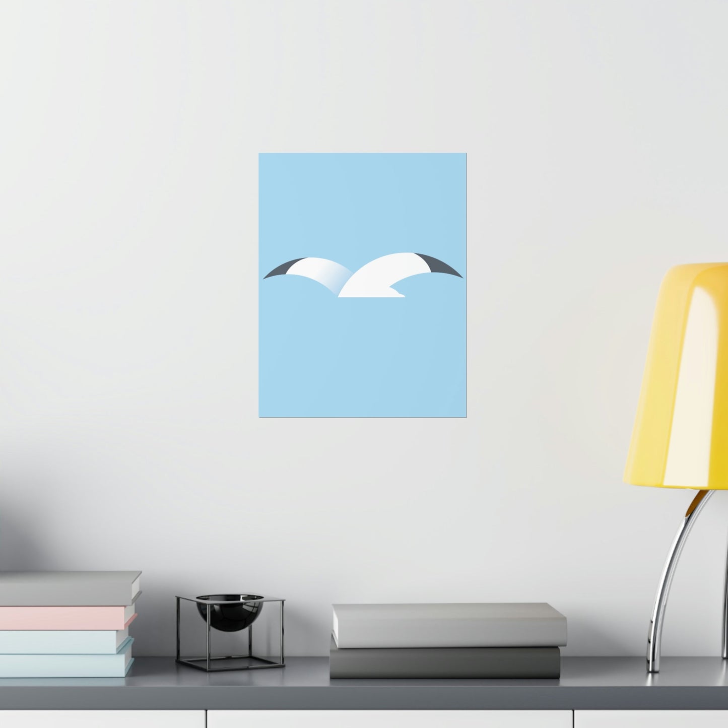 Seagull Flying Bird Minimal Abstract Art Aesthetic Premium Matte Vertical Posters Ichaku [Perfect Gifts Selection]