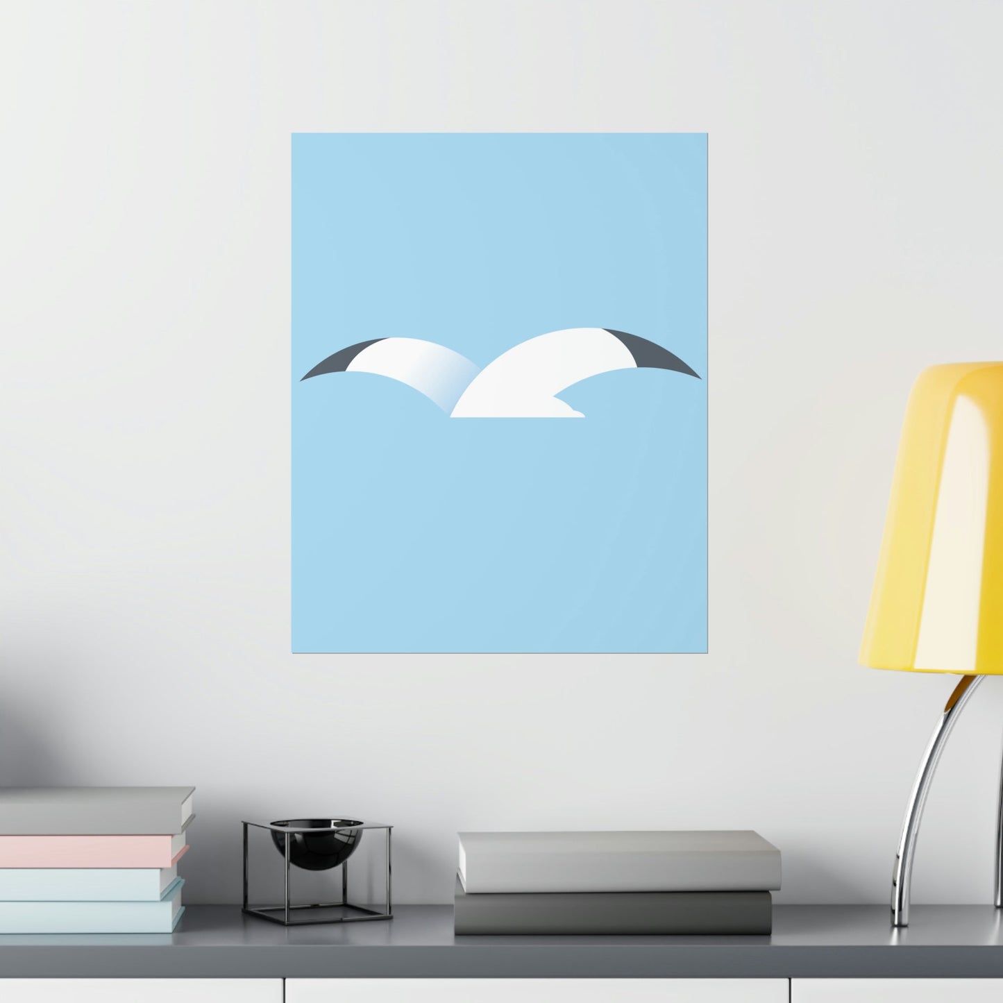 Seagull Flying Bird Minimal Abstract Art Aesthetic Premium Matte Vertical Posters Ichaku [Perfect Gifts Selection]