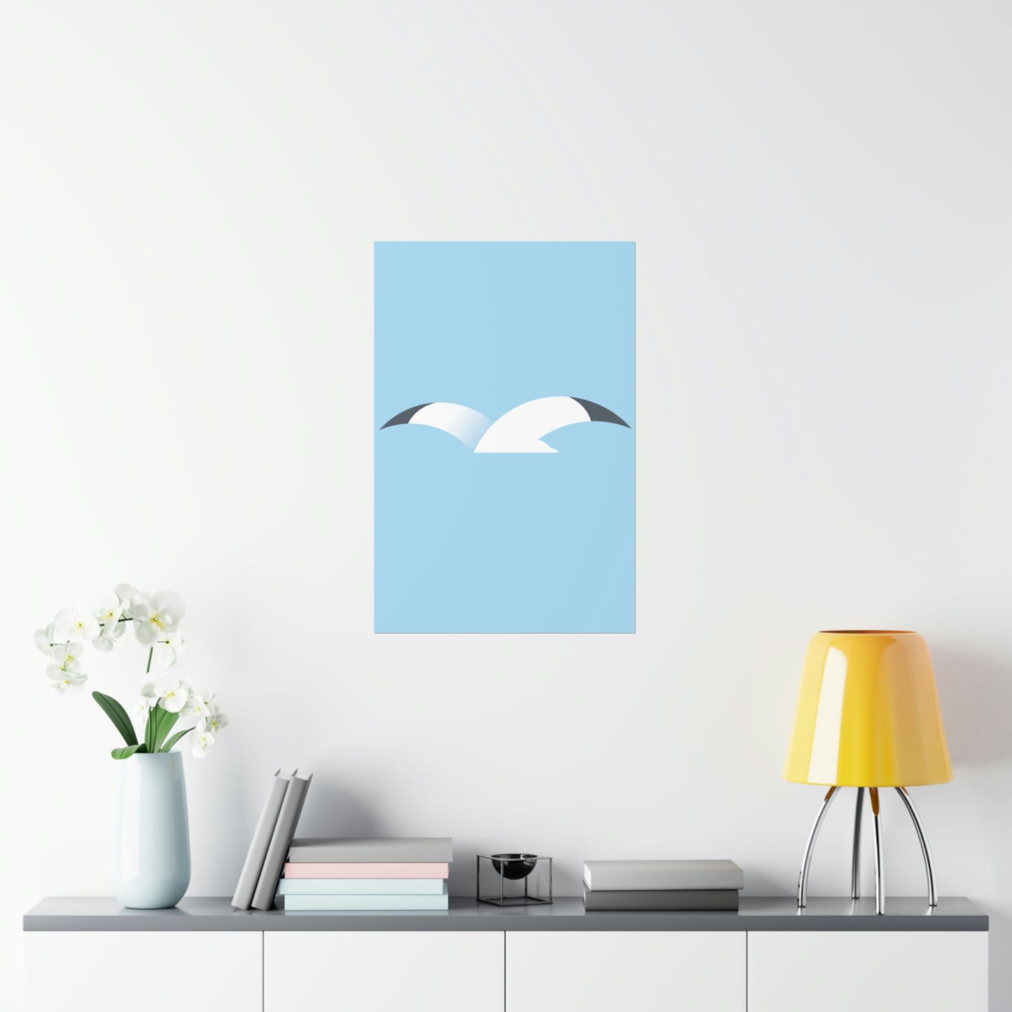 Seagull Flying Bird Minimal Abstract Art Aesthetic Premium Matte Vertical Posters Ichaku [Perfect Gifts Selection]