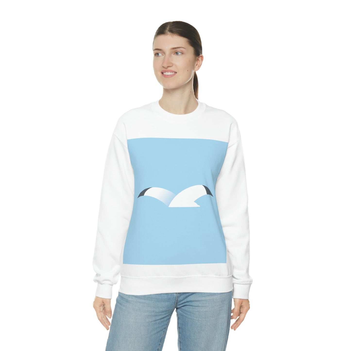 Seagull Flying Bird Minimal Abstract Art Aesthetic Unisex Heavy Blend™ Crewneck Sweatshirt Ichaku [Perfect Gifts Selection]