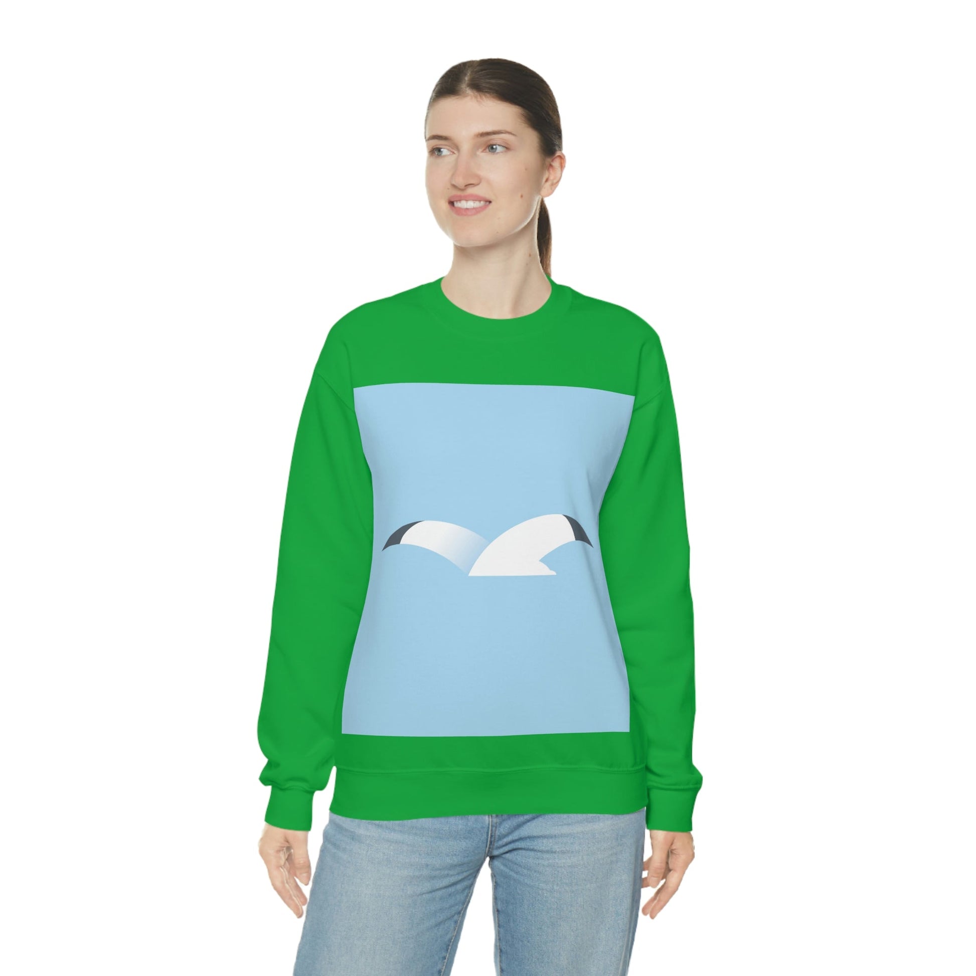 Seagull Flying Bird Minimal Abstract Art Aesthetic Unisex Heavy Blend™ Crewneck Sweatshirt Ichaku [Perfect Gifts Selection]