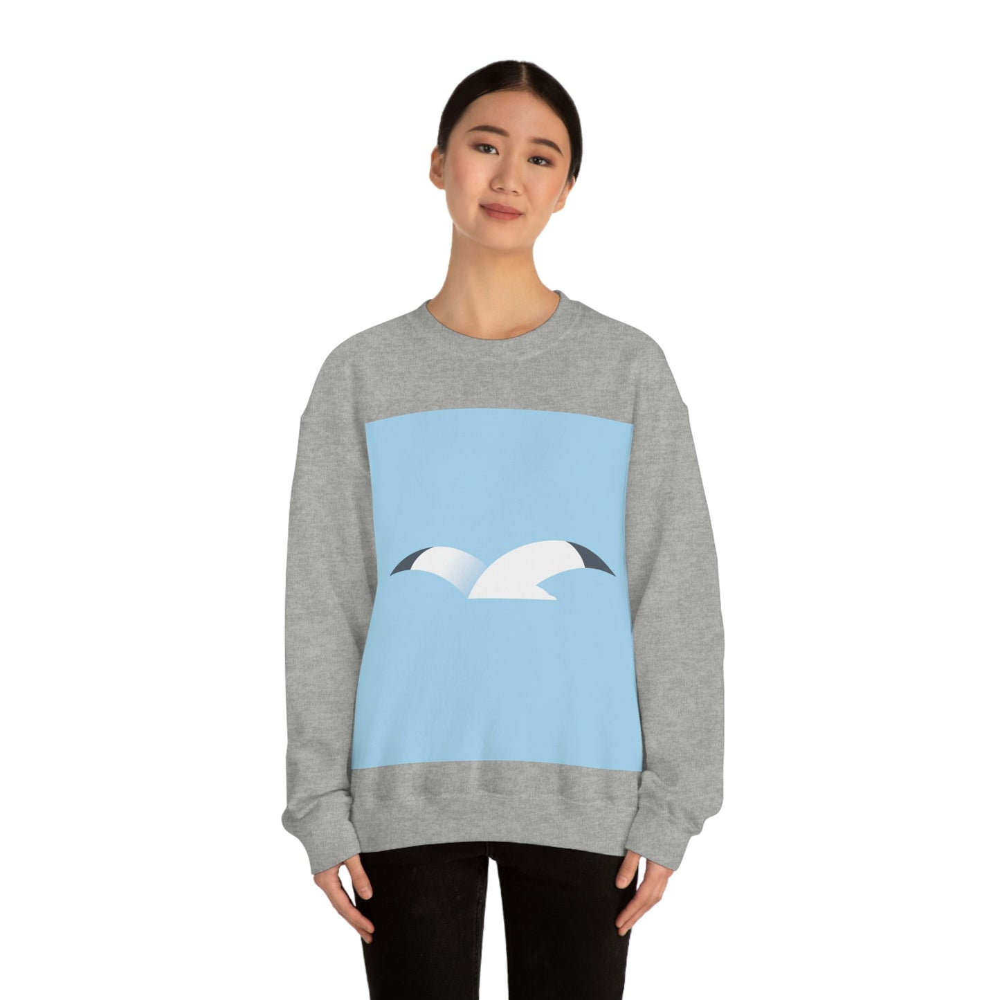 Seagull Flying Bird Minimal Abstract Art Aesthetic Unisex Heavy Blend™ Crewneck Sweatshirt Ichaku [Perfect Gifts Selection]