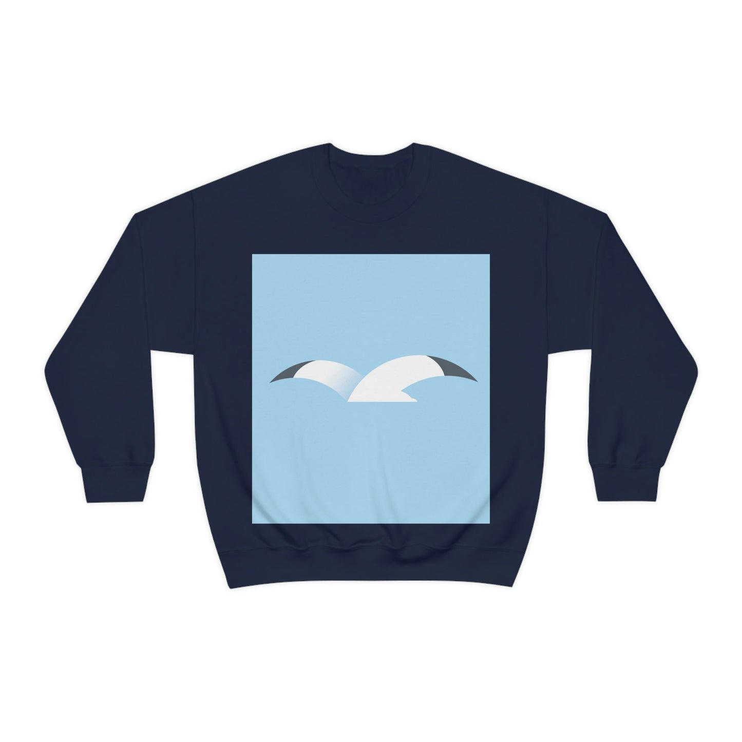 Seagull Flying Bird Minimal Abstract Art Aesthetic Unisex Heavy Blend™ Crewneck Sweatshirt Ichaku [Perfect Gifts Selection]