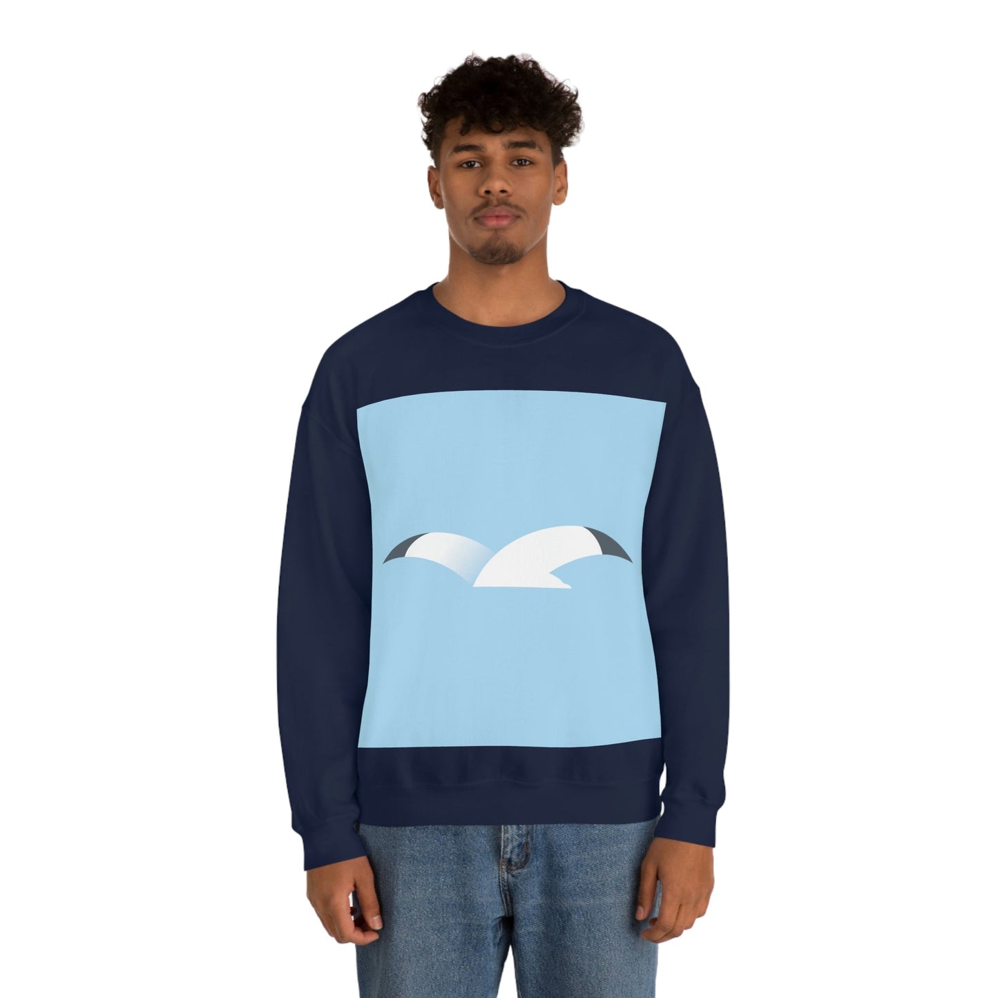 Seagull Flying Bird Minimal Abstract Art Aesthetic Unisex Heavy Blend™ Crewneck Sweatshirt Ichaku [Perfect Gifts Selection]