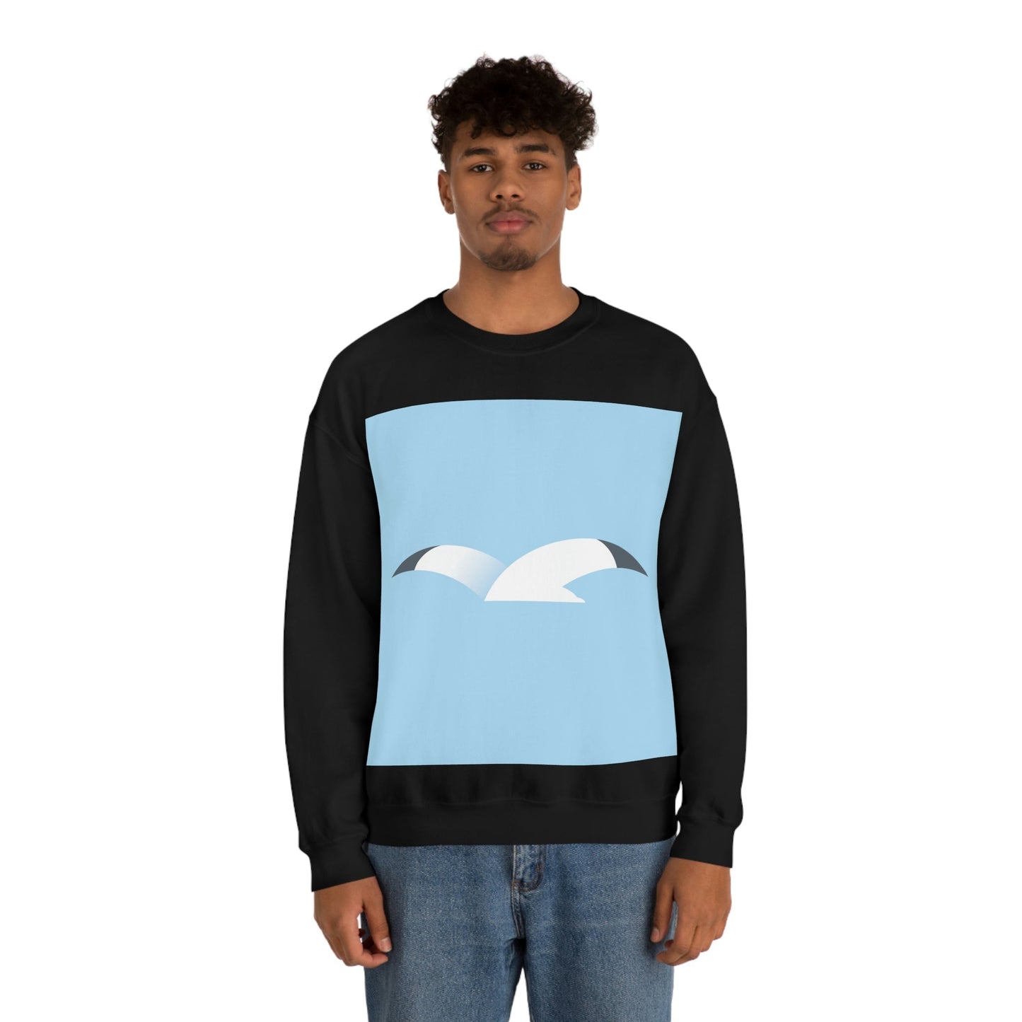 Seagull Flying Bird Minimal Abstract Art Aesthetic Unisex Heavy Blend™ Crewneck Sweatshirt Ichaku [Perfect Gifts Selection]