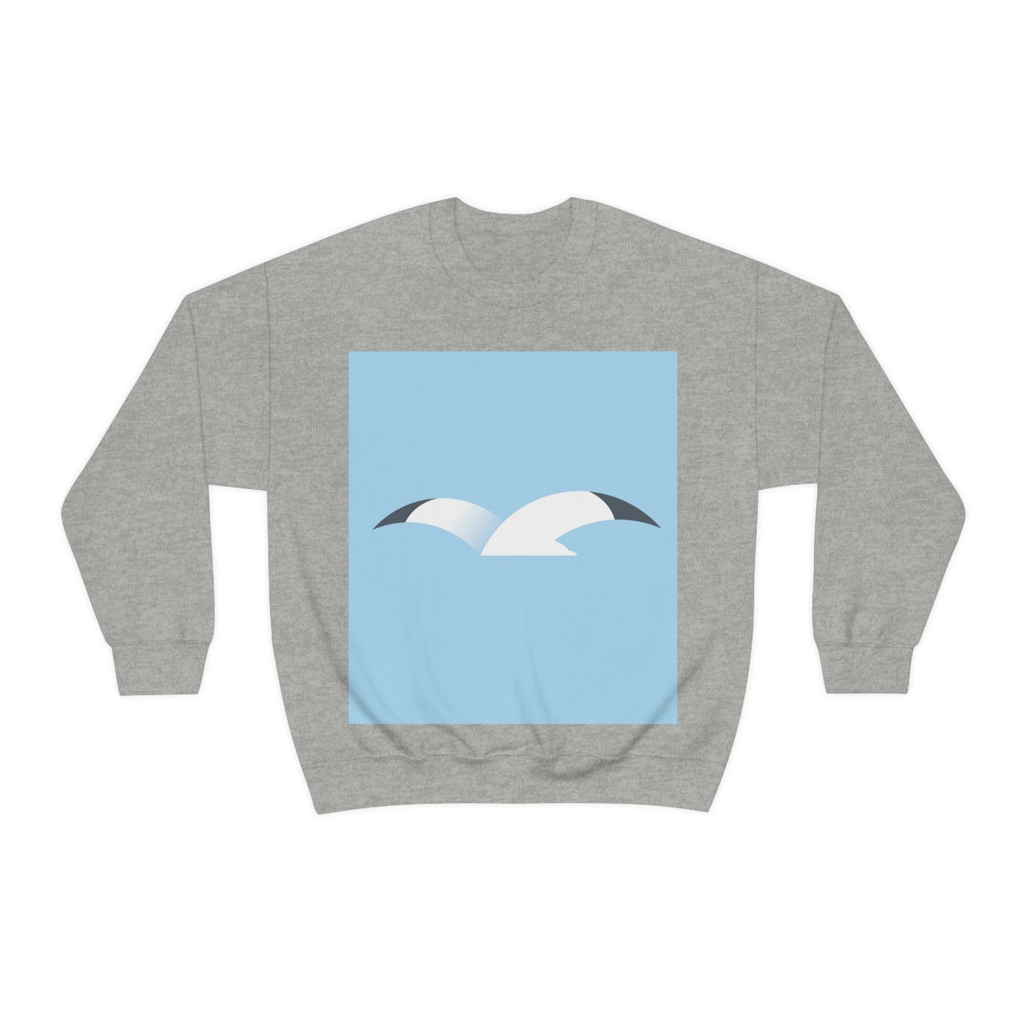 Seagull Flying Bird Minimal Abstract Art Aesthetic Unisex Heavy Blend™ Crewneck Sweatshirt Ichaku [Perfect Gifts Selection]