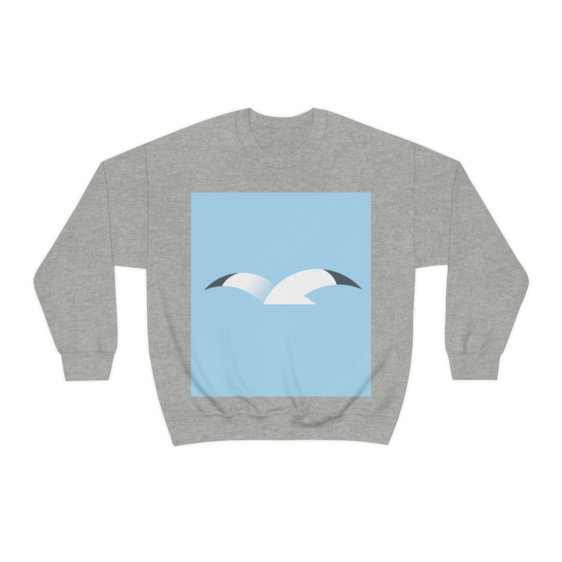 Seagull Flying Bird Minimal Abstract Art Aesthetic Unisex Heavy Blend™ Crewneck Sweatshirt Ichaku [Perfect Gifts Selection]