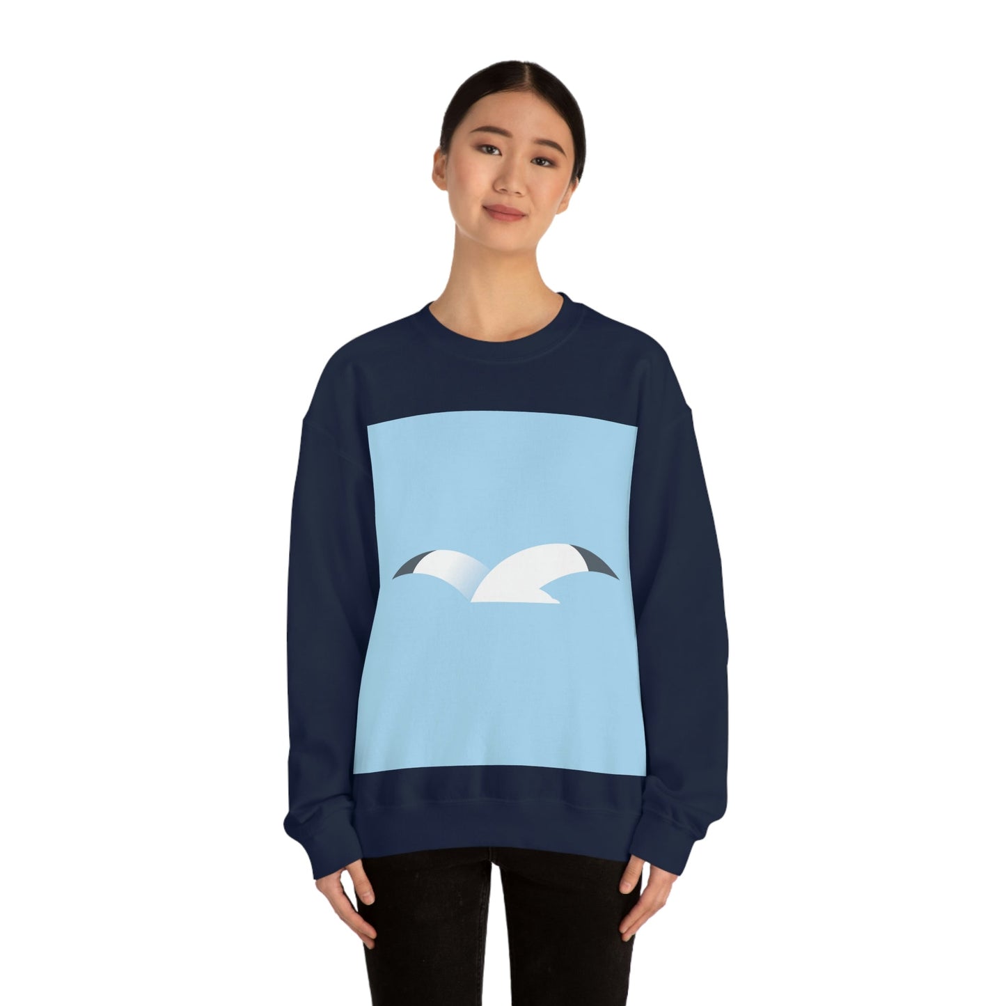 Seagull Flying Bird Minimal Abstract Art Aesthetic Unisex Heavy Blend™ Crewneck Sweatshirt Ichaku [Perfect Gifts Selection]