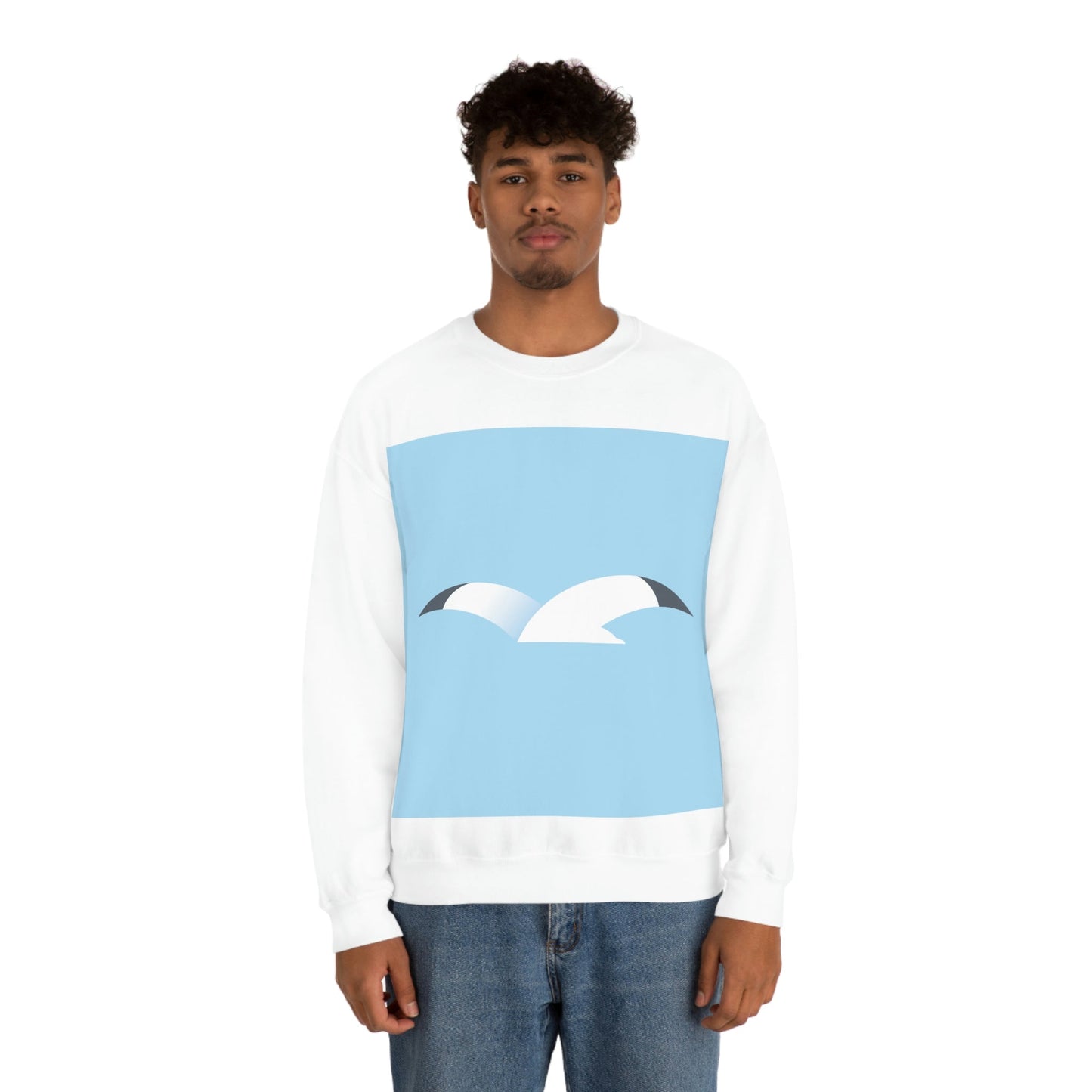 Seagull Flying Bird Minimal Abstract Art Aesthetic Unisex Heavy Blend™ Crewneck Sweatshirt Ichaku [Perfect Gifts Selection]