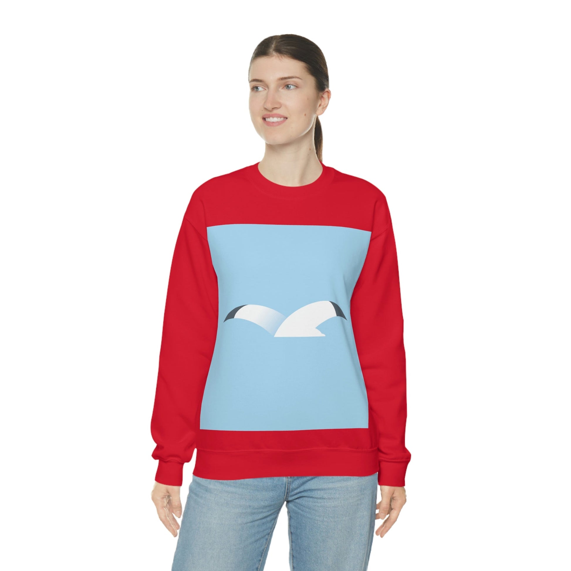 Seagull Flying Bird Minimal Abstract Art Aesthetic Unisex Heavy Blend™ Crewneck Sweatshirt Ichaku [Perfect Gifts Selection]