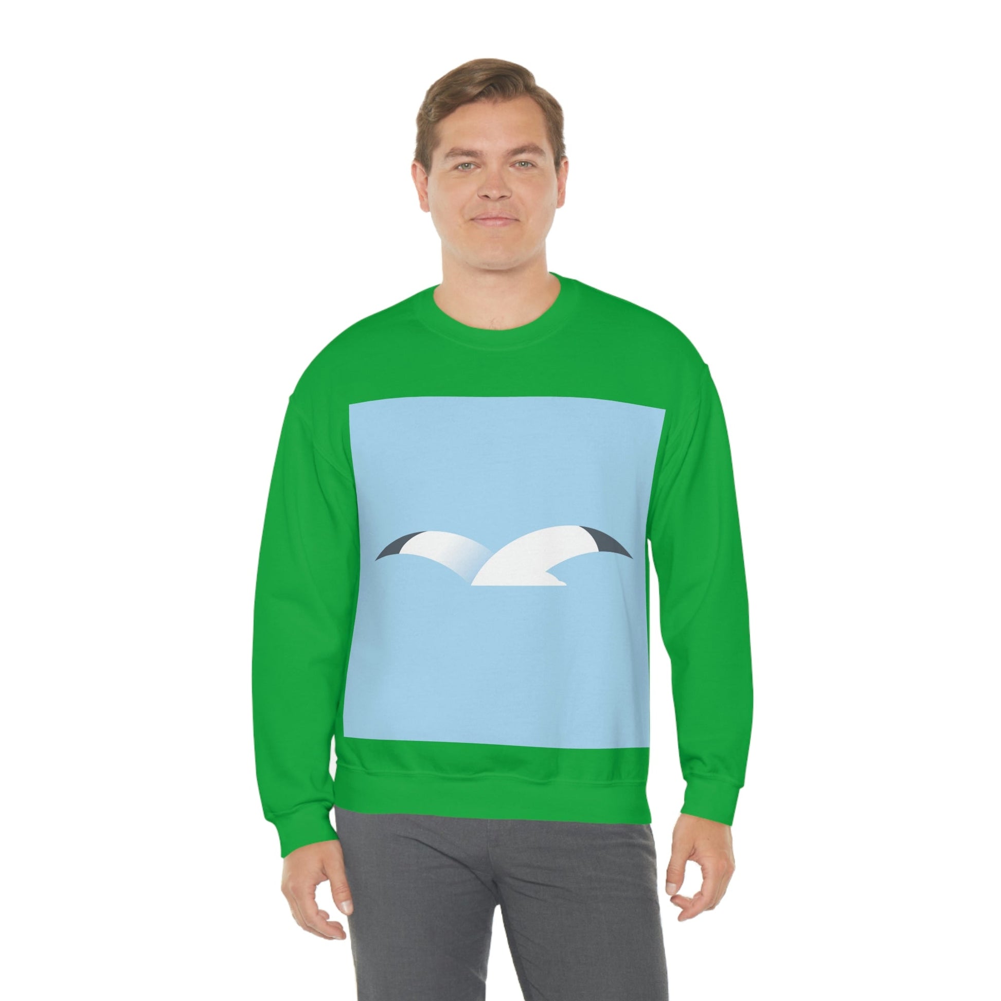 Seagull Flying Bird Minimal Abstract Art Aesthetic Unisex Heavy Blend™ Crewneck Sweatshirt Ichaku [Perfect Gifts Selection]