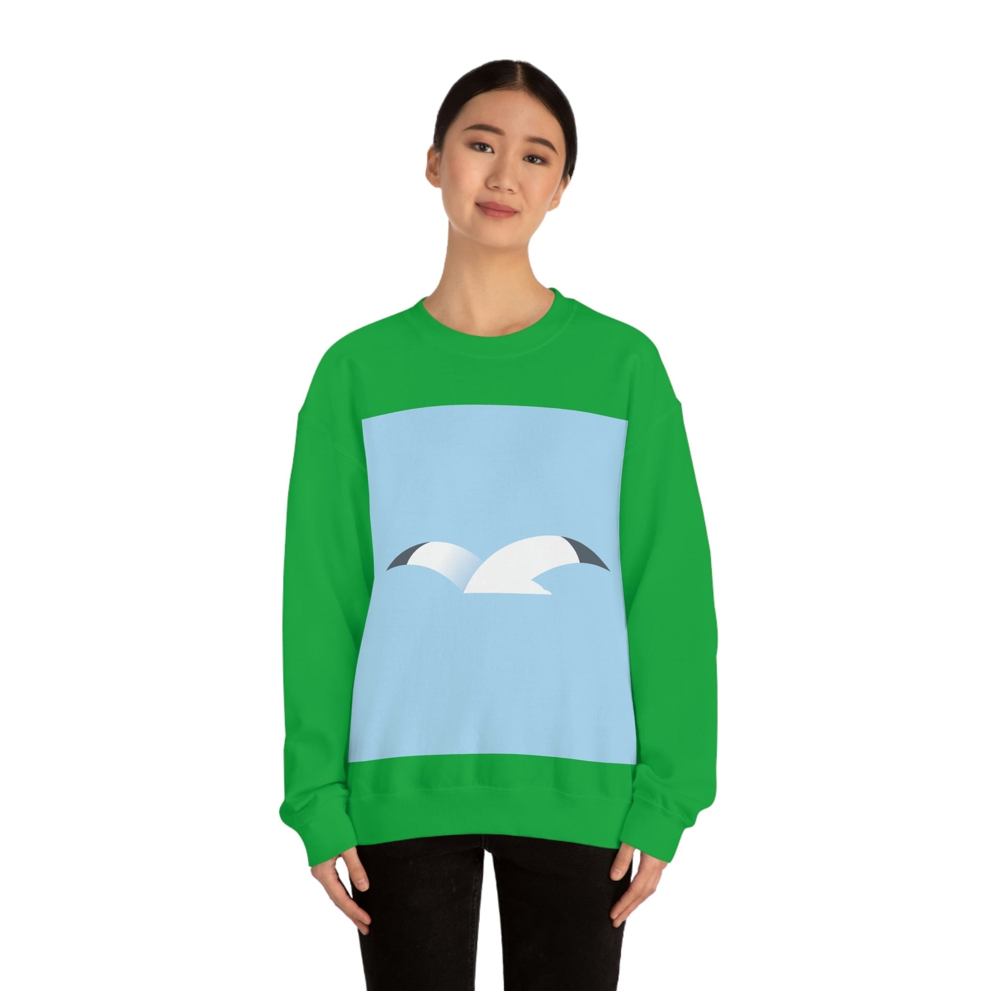 Seagull Flying Bird Minimal Abstract Art Aesthetic Unisex Heavy Blend™ Crewneck Sweatshirt Ichaku [Perfect Gifts Selection]