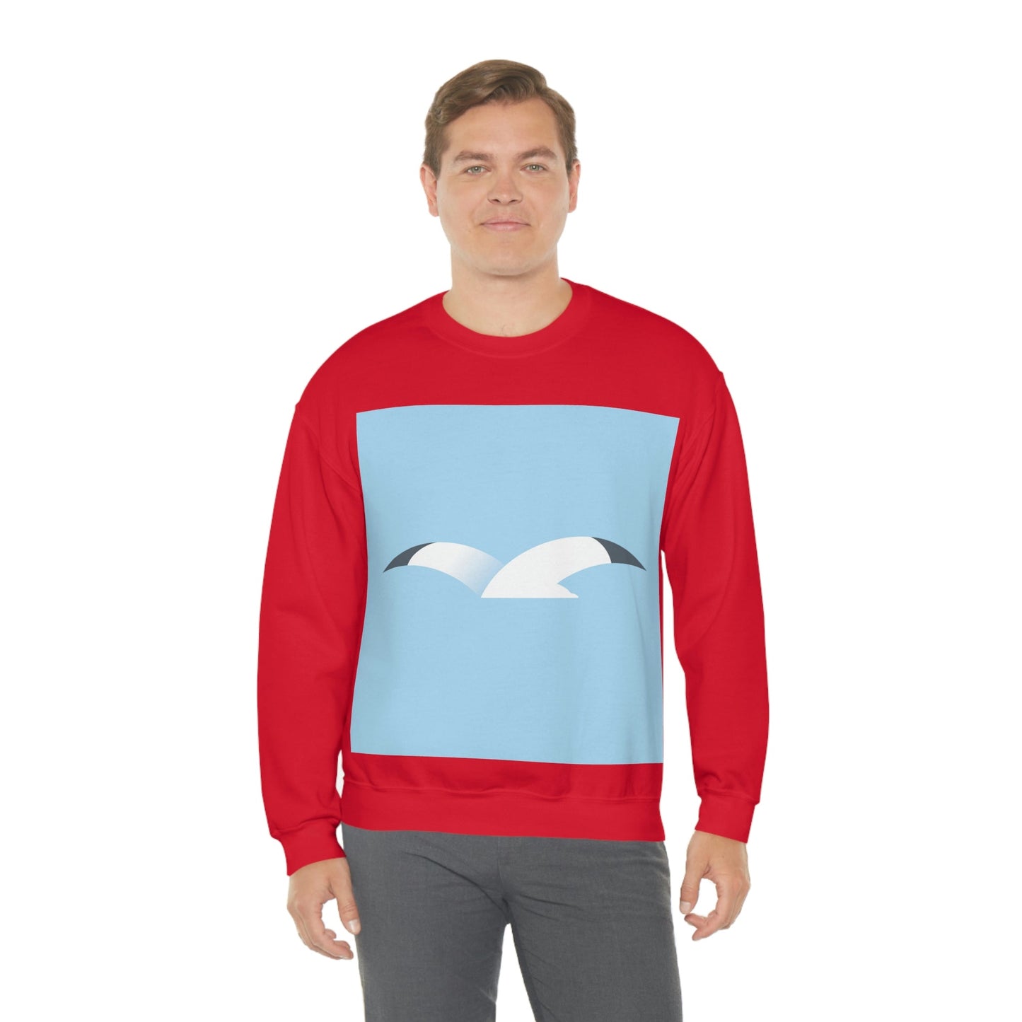 Seagull Flying Bird Minimal Abstract Art Aesthetic Unisex Heavy Blend™ Crewneck Sweatshirt Ichaku [Perfect Gifts Selection]