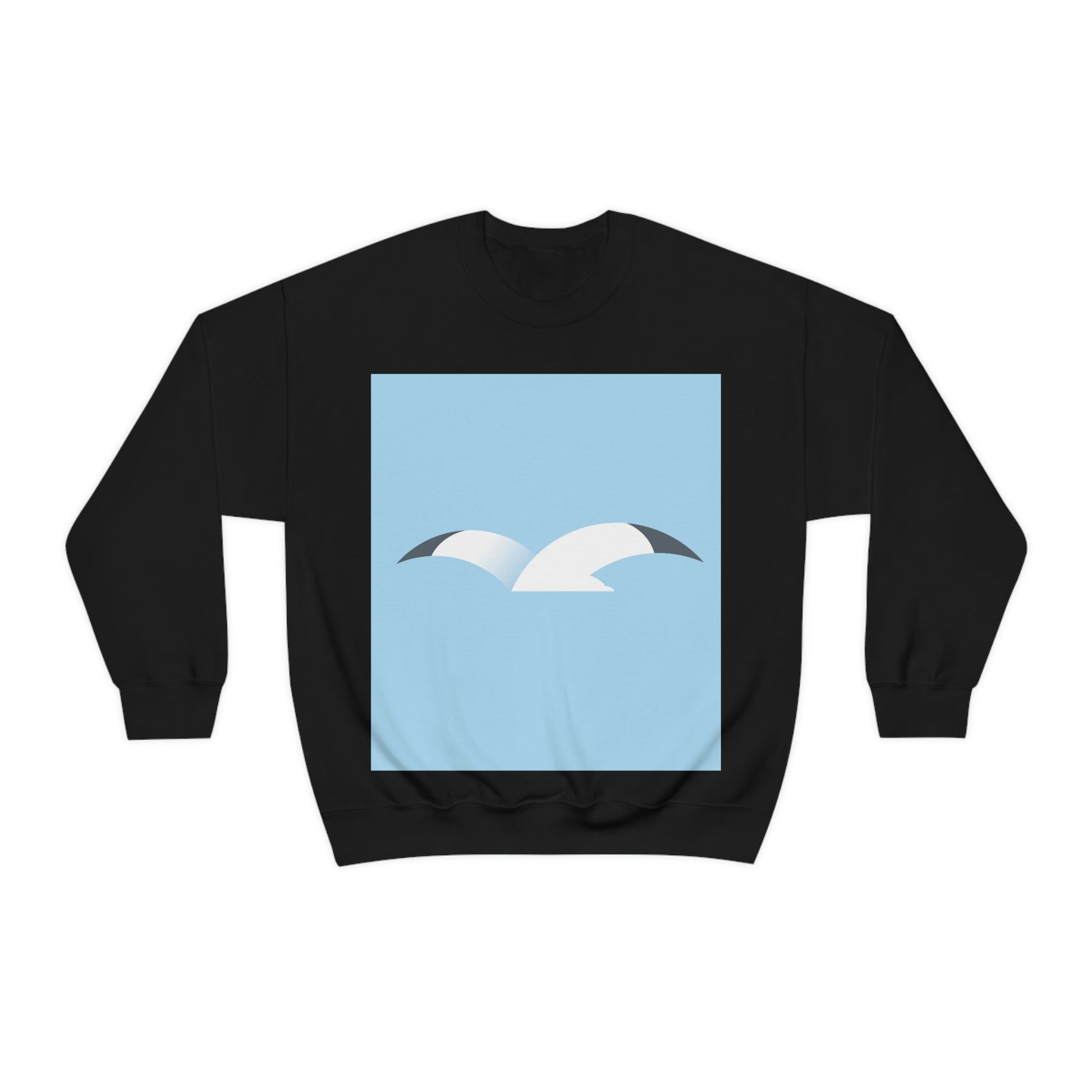 Seagull Flying Bird Minimal Abstract Art Aesthetic Unisex Heavy Blend™ Crewneck Sweatshirt Ichaku [Perfect Gifts Selection]