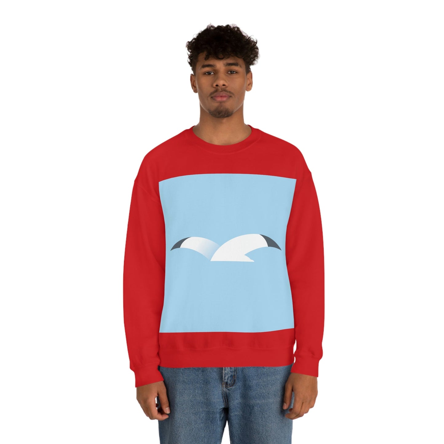 Seagull Flying Bird Minimal Abstract Art Aesthetic Unisex Heavy Blend™ Crewneck Sweatshirt Ichaku [Perfect Gifts Selection]