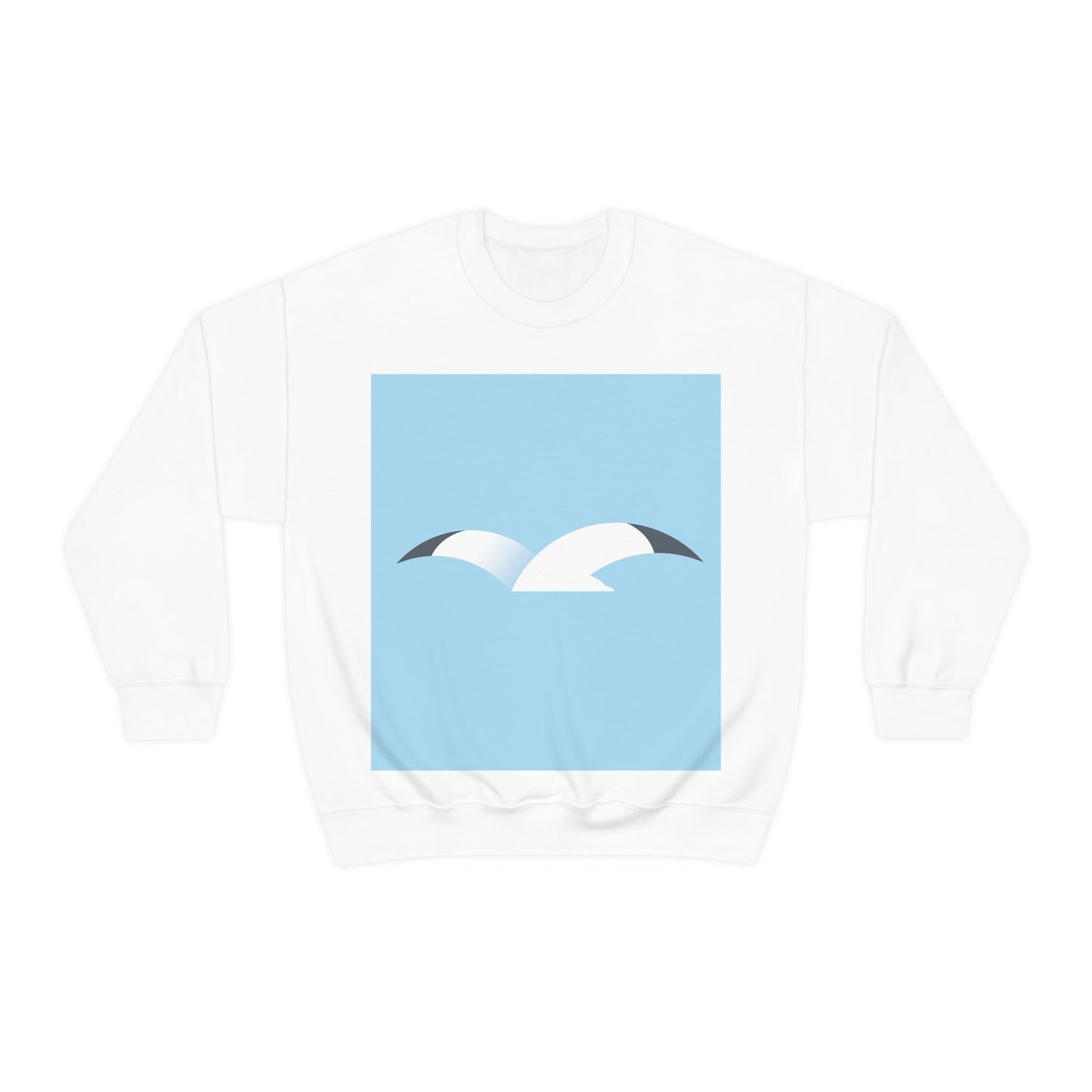 Seagull Flying Bird Minimal Abstract Art Aesthetic Unisex Heavy Blend™ Crewneck Sweatshirt Ichaku [Perfect Gifts Selection]