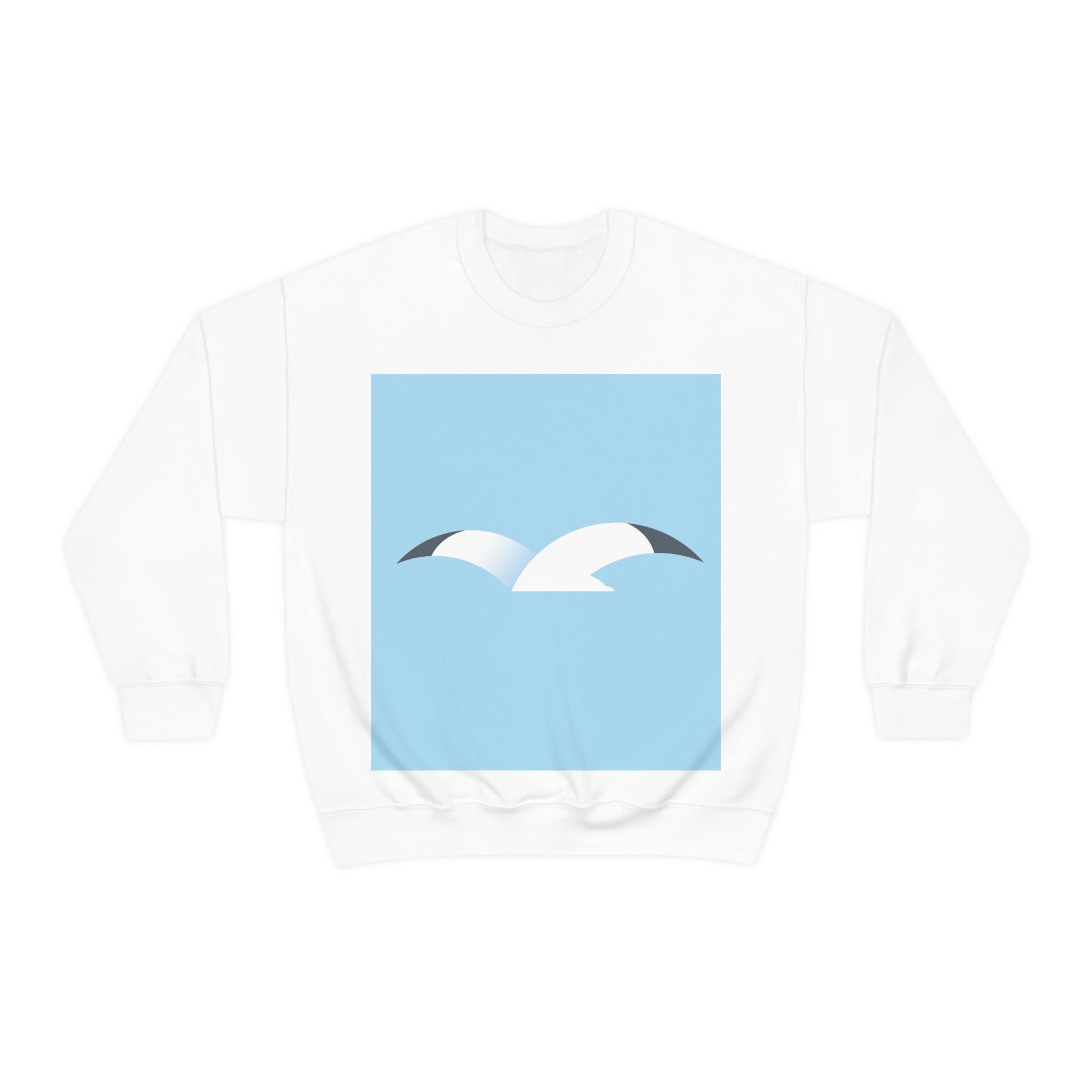 Seagull Flying Bird Minimal Abstract Art Aesthetic Unisex Heavy Blend™ Crewneck Sweatshirt Ichaku [Perfect Gifts Selection]