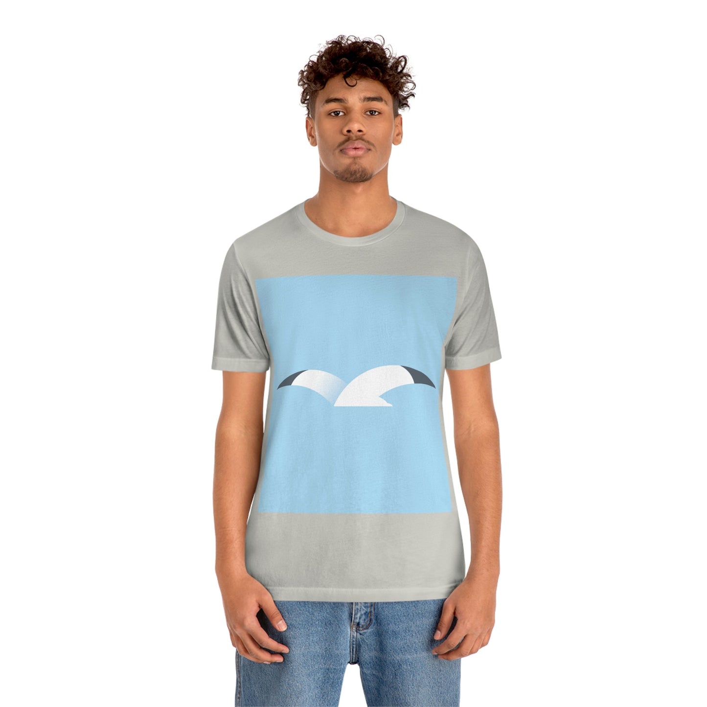 Seagull Flying Bird Minimal Abstract Art Aesthetic Unisex Jersey Short Sleeve T-Shirt Ichaku [Perfect Gifts Selection]