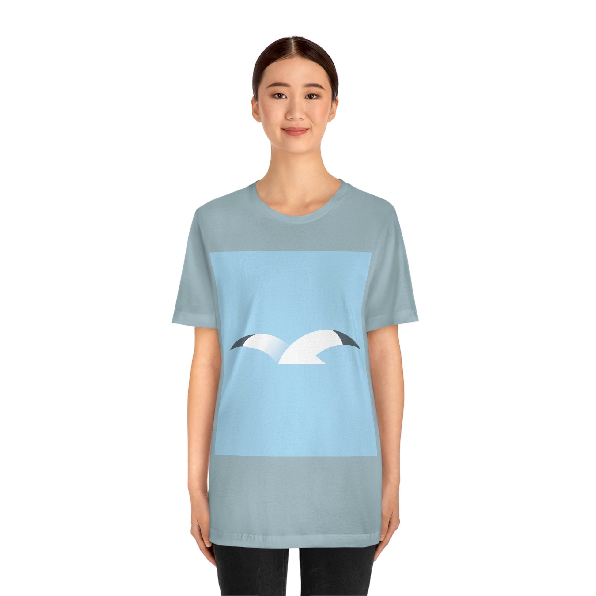 Seagull Flying Bird Minimal Abstract Art Aesthetic Unisex Jersey Short Sleeve T-Shirt Ichaku [Perfect Gifts Selection]